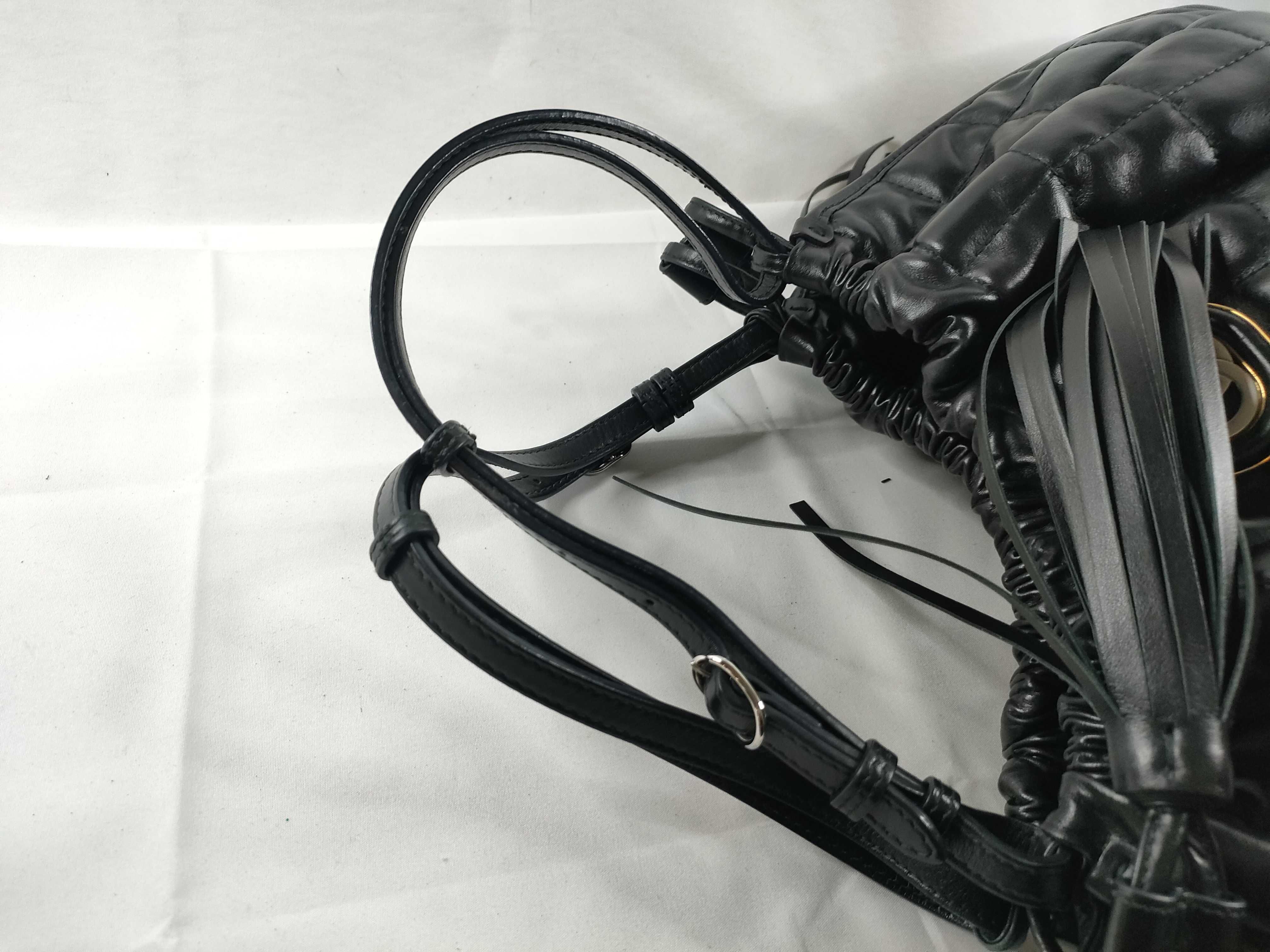 ID- quilting Cow skin 2-way Shoulder Bag Black 746210 with strap — view 6