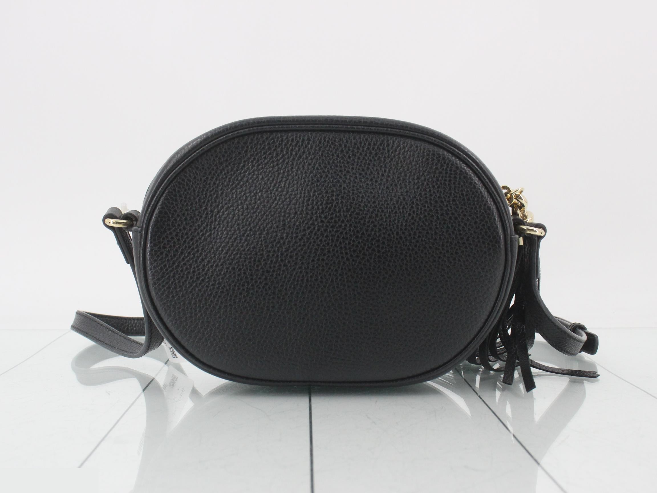Soho Interlocking Round Mini Bag, Black, with dust bag, W21cm — view 2