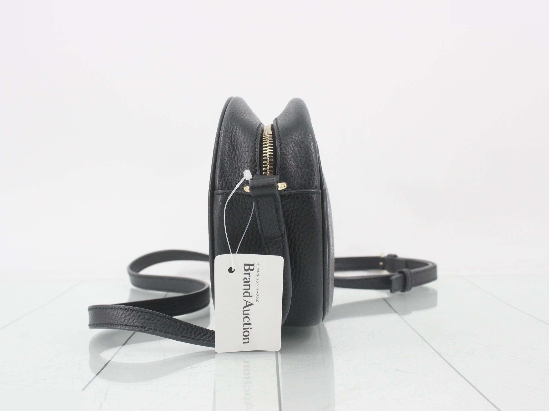 Soho Interlocking Round Mini Bag, Black, with dust bag, W21cm — view 3