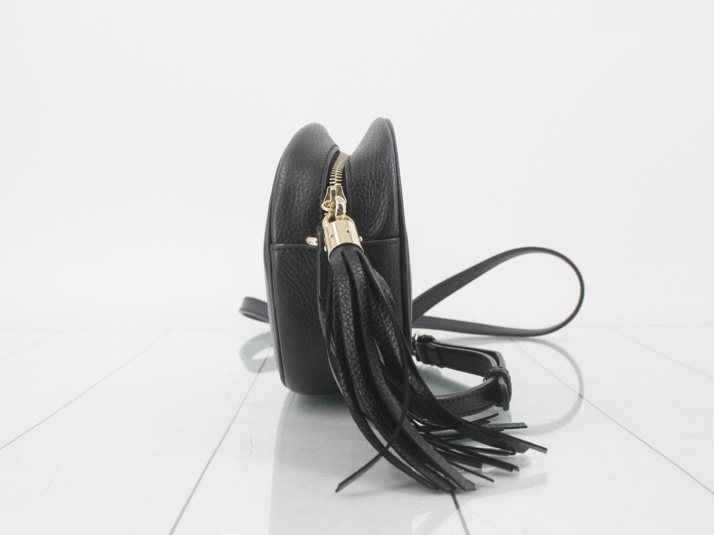 Soho Interlocking Round Mini Bag, Black, with dust bag, W21cm — view 4
