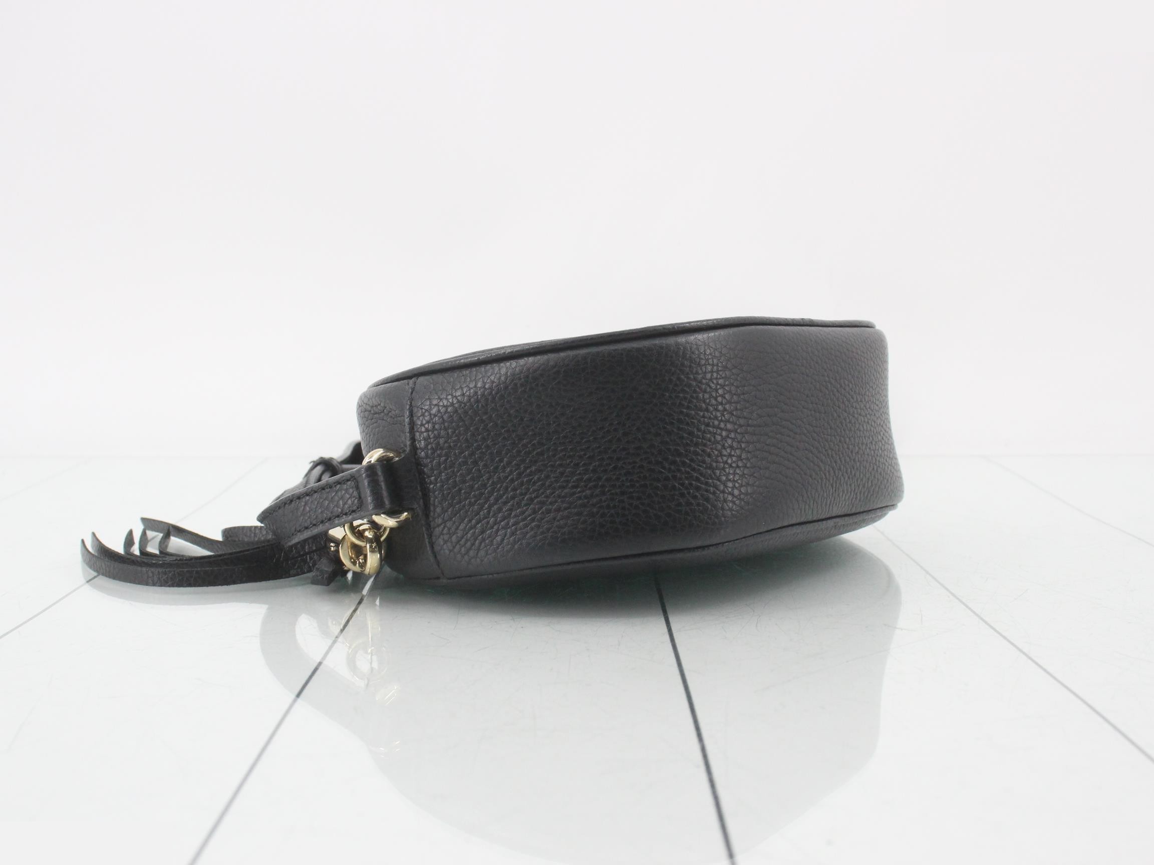 Soho Interlocking Round Mini Bag, Black, with dust bag, W21cm — view 5