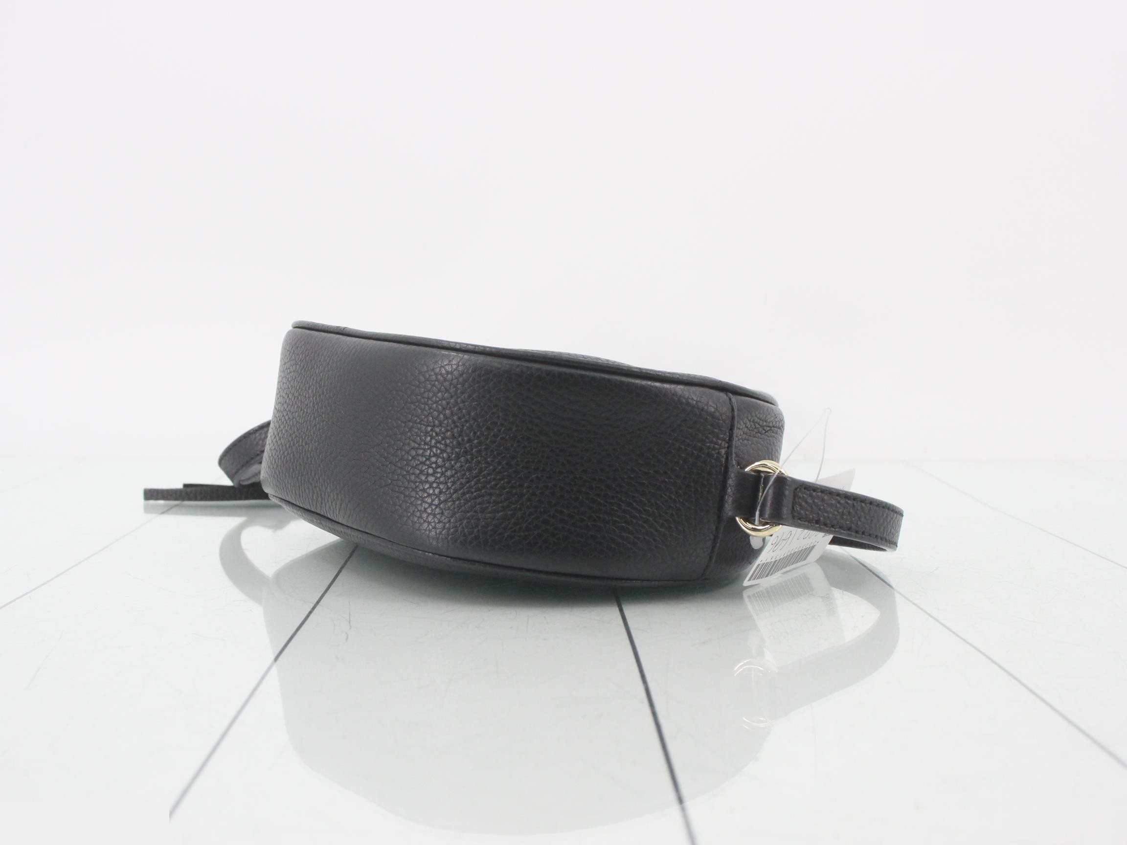 Soho Interlocking Round Mini Bag, Black, with dust bag, W21cm — view 6