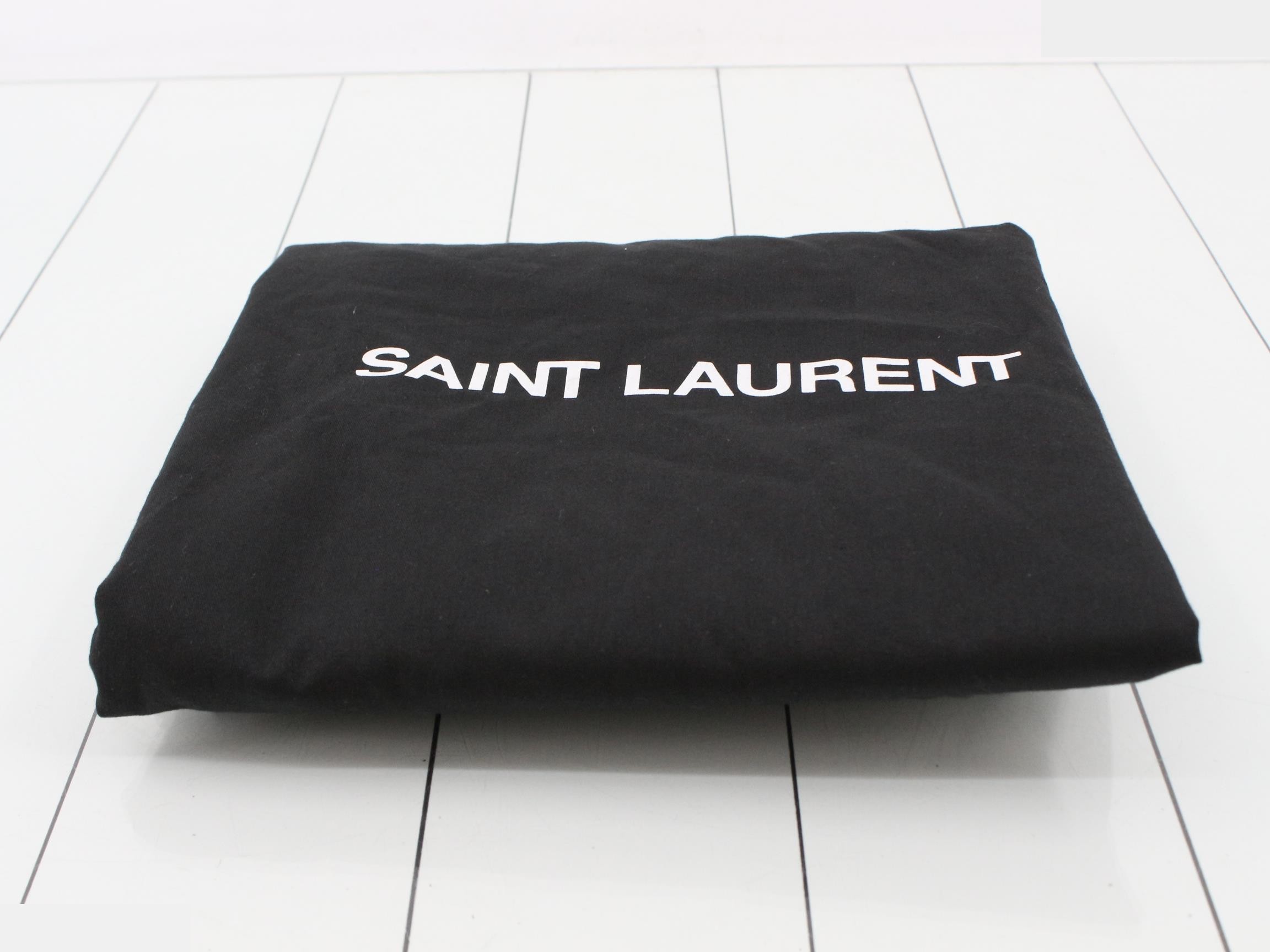 Enamel Black Wide Puffer Tote Bag with YSL Logo - Black — view 7