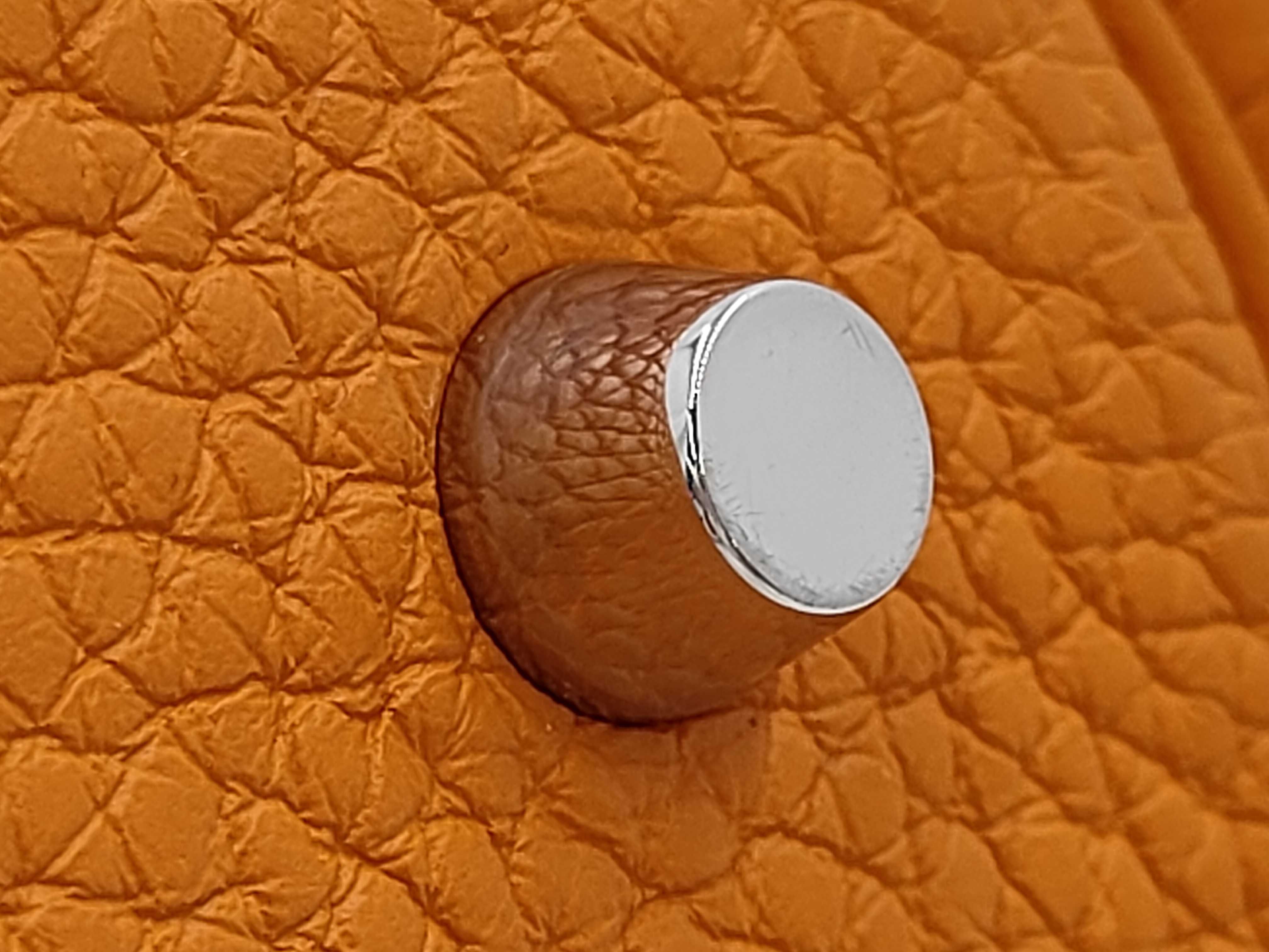 Picotan Lock MM 22 Taurillon Orange Silver Hardware C Engraved Handbag — view 14