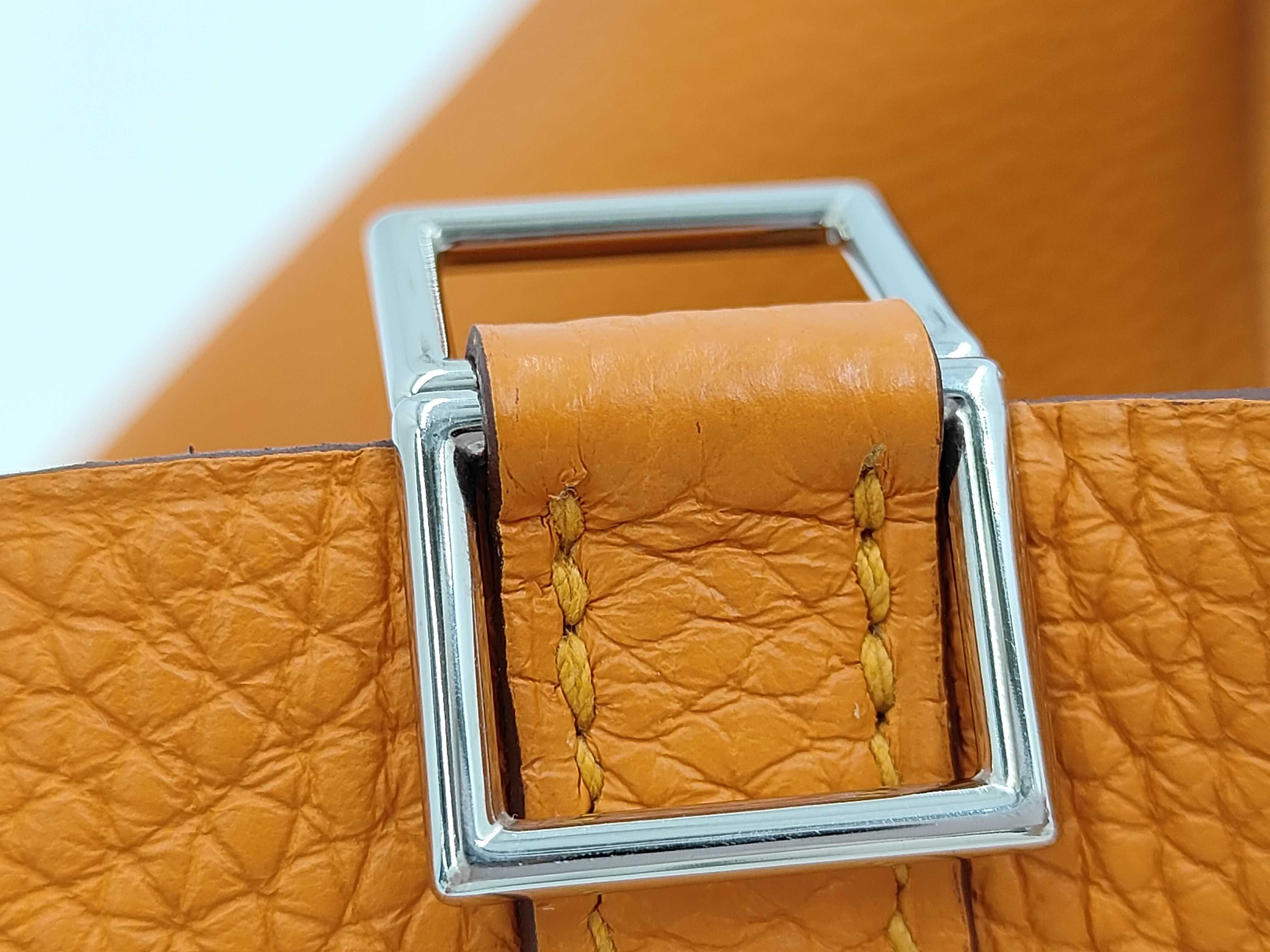Picotan Lock MM 22 Taurillon Orange Silver Hardware C Engraved Handbag — view 15