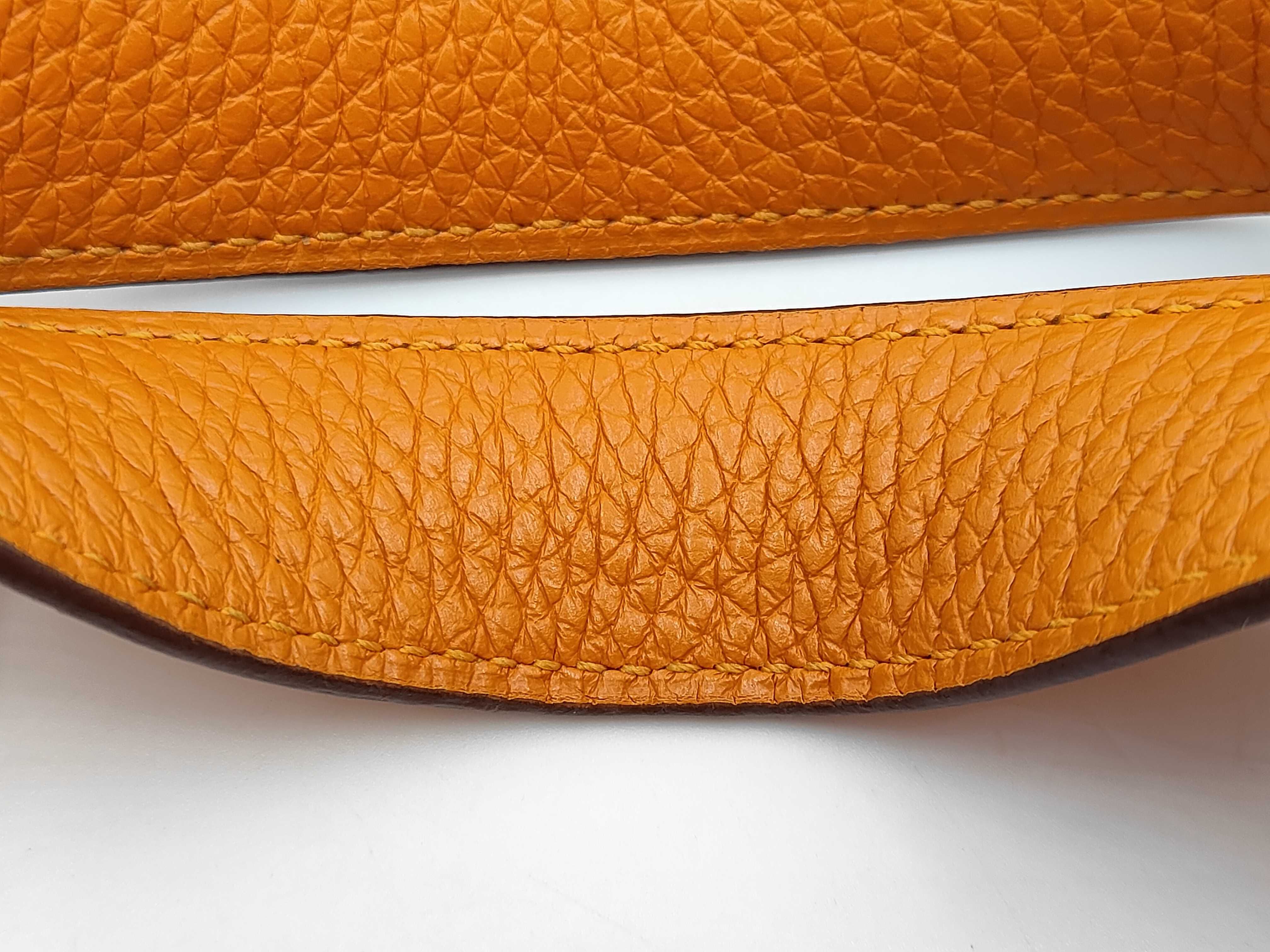 Picotan Lock MM 22 Taurillon Orange Silver Hardware C Engraved Handbag — view 4