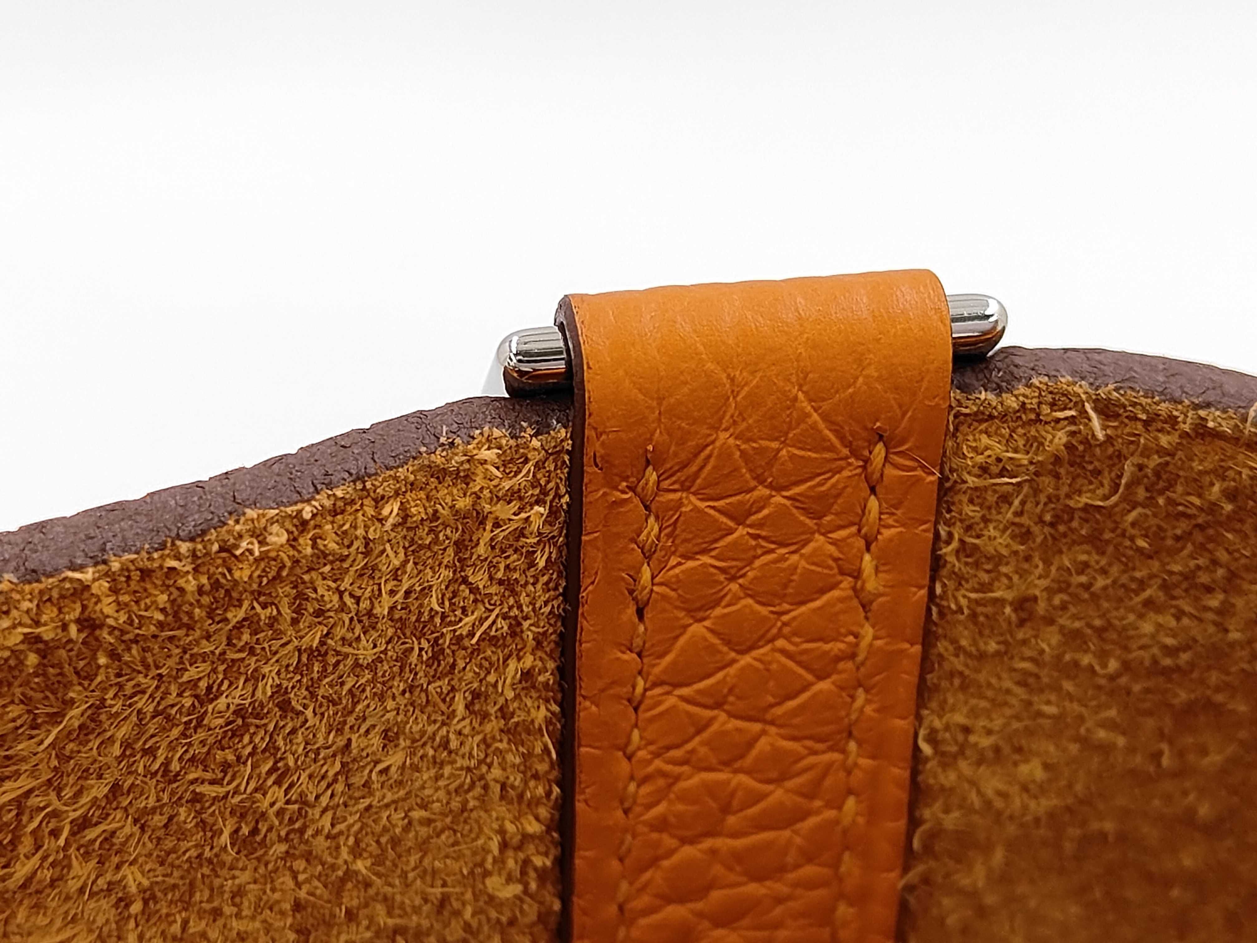 Picotan Lock MM 22 Taurillon Orange Silver Hardware C Engraved Handbag — view 10