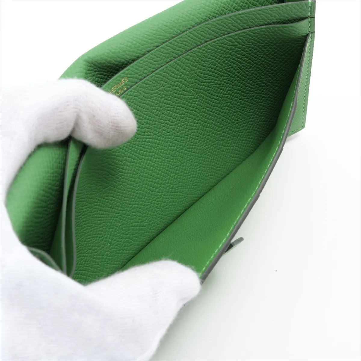 Bearn Soufflé Veau Epsom Long Wallet Green Gold Hardware B: 2023 — view 4