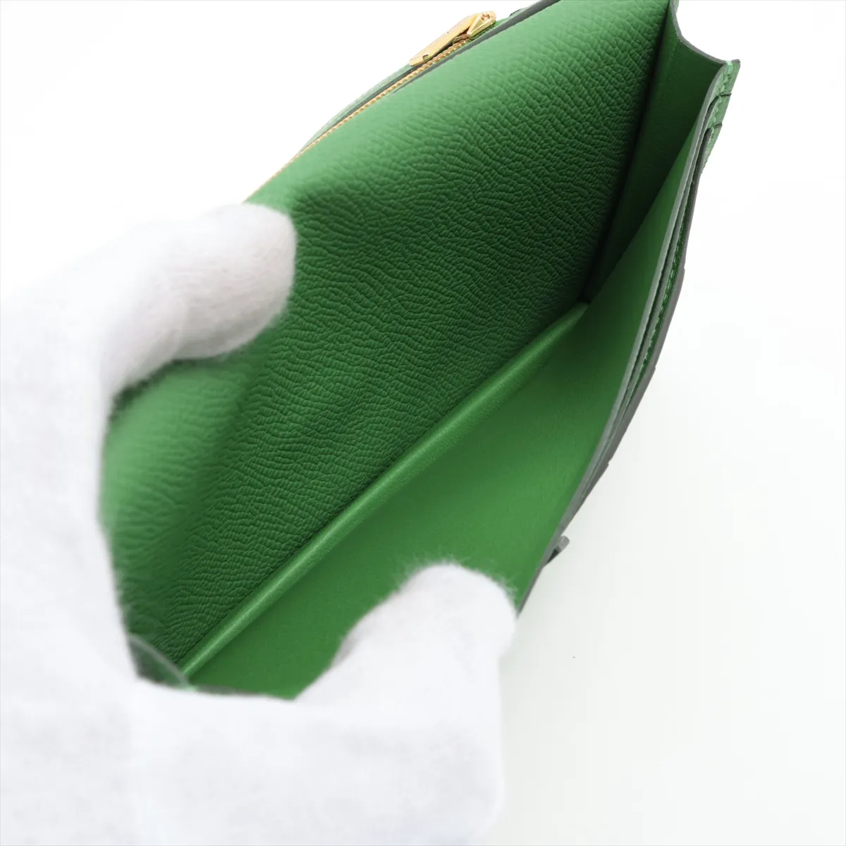 Bearn Soufflé Veau Epsom Long Wallet Green Gold Hardware B: 2023 — view 6