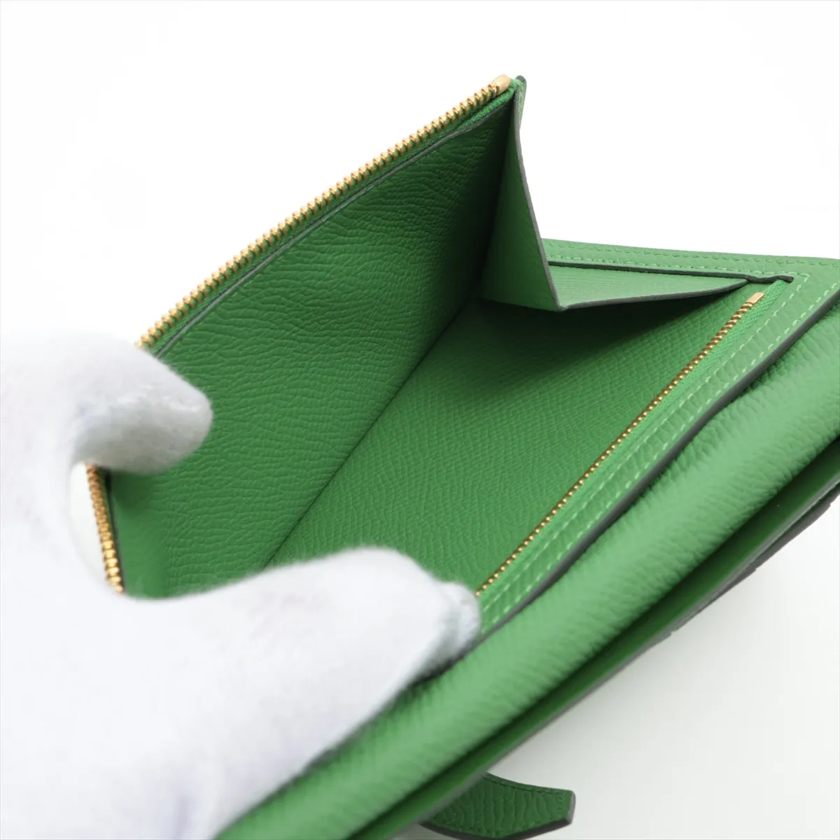 Bearn Soufflé Veau Epsom Long Wallet Green Gold Hardware B: 2023 — view 8