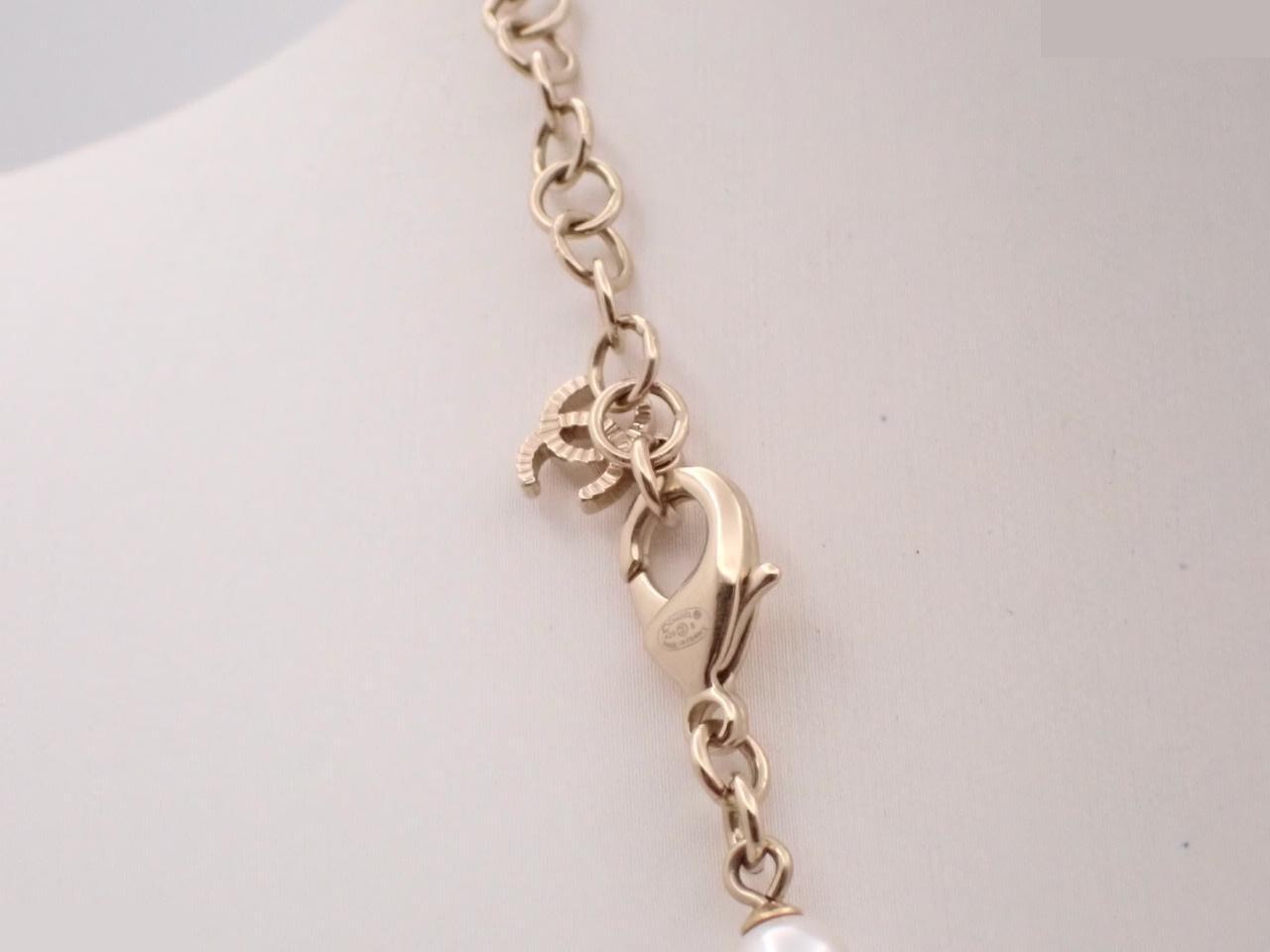 Coco Mark Pearl Stone Long Necklace, Total Length Approx. 110cm — view 2
