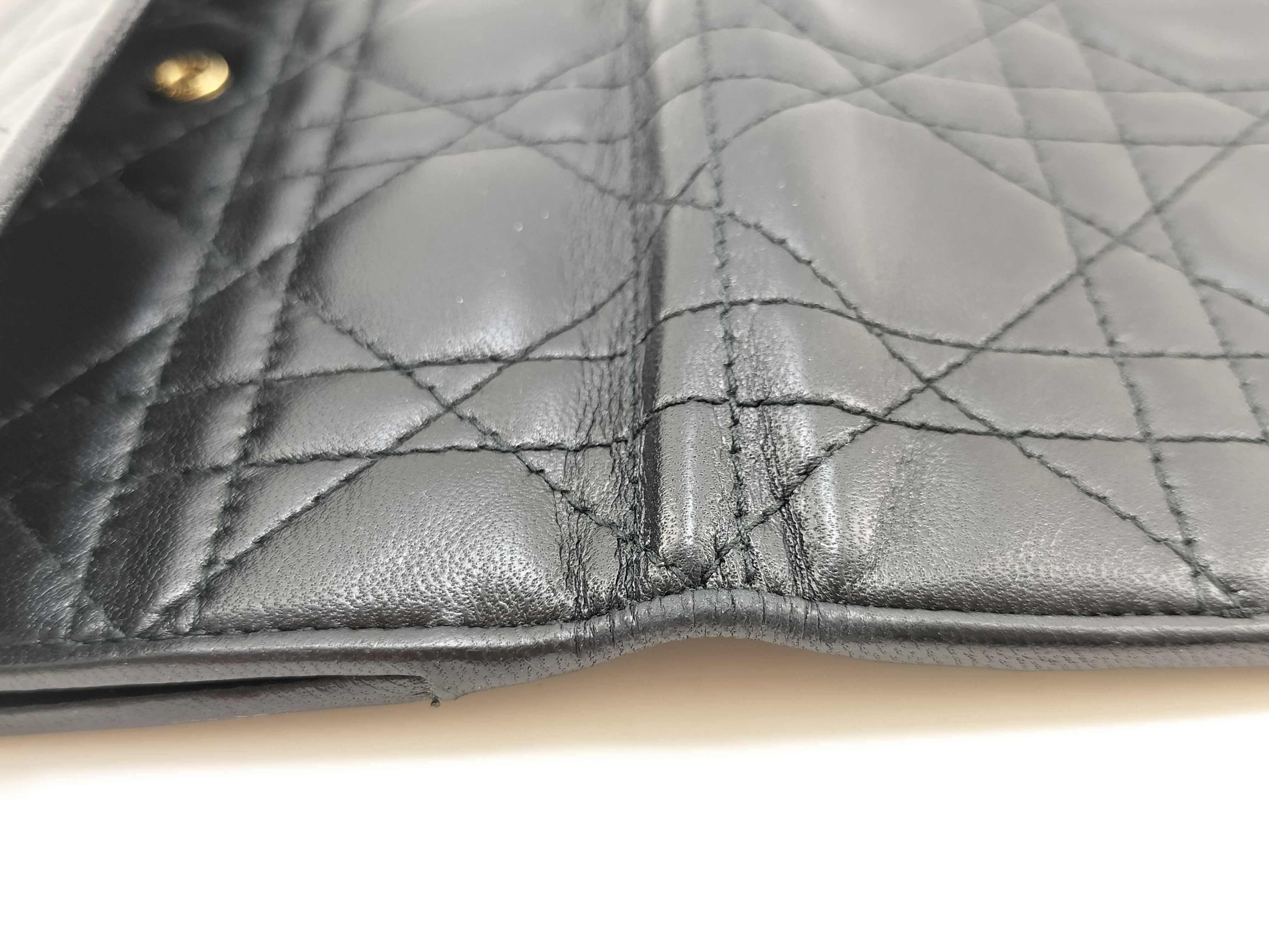 Cannage Leather Bi-fold Long Wallet, Black — view 12