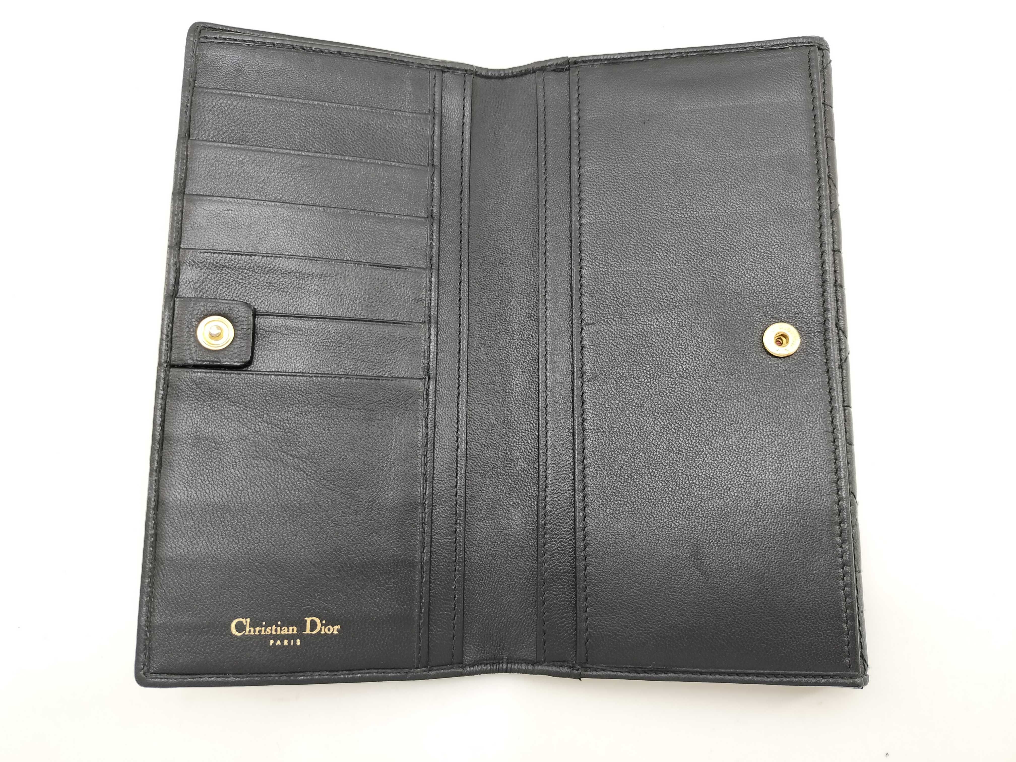 Cannage Leather Bi-fold Long Wallet, Black — view 8