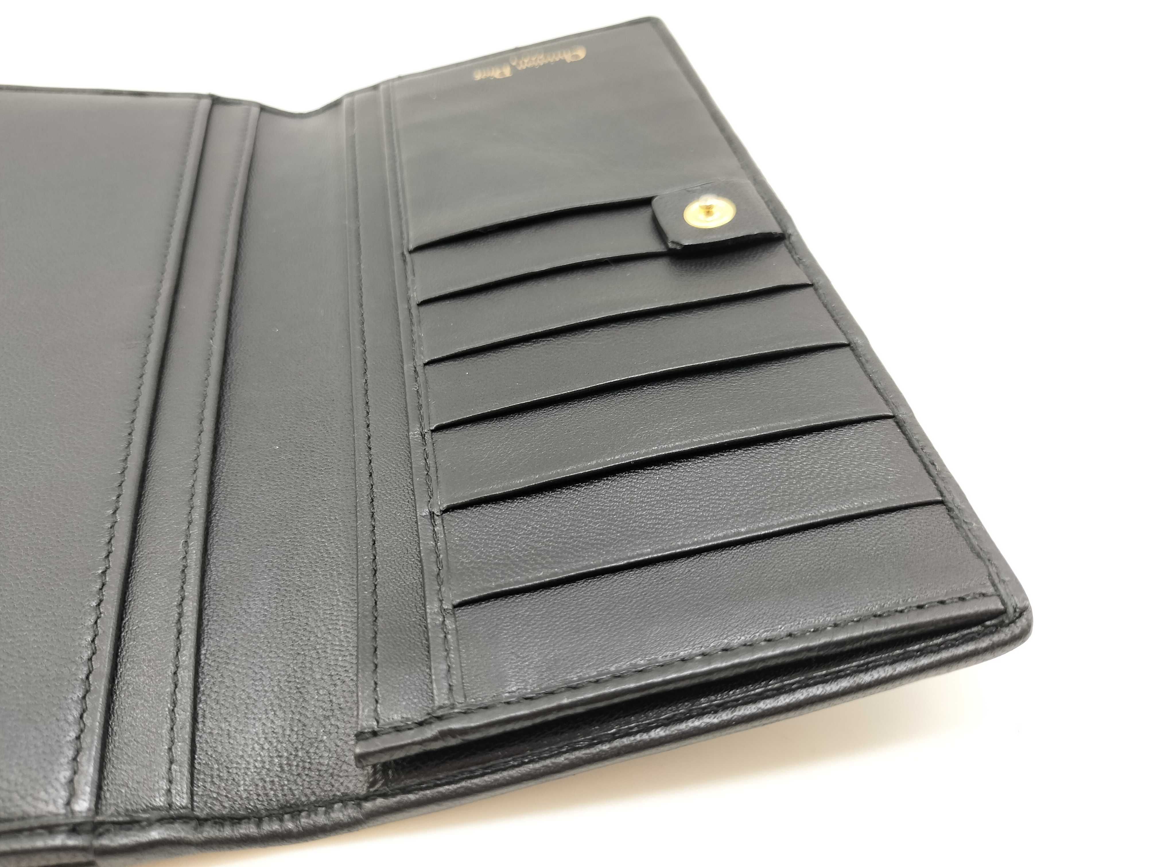 Cannage Leather Bi-fold Long Wallet, Black — view 10