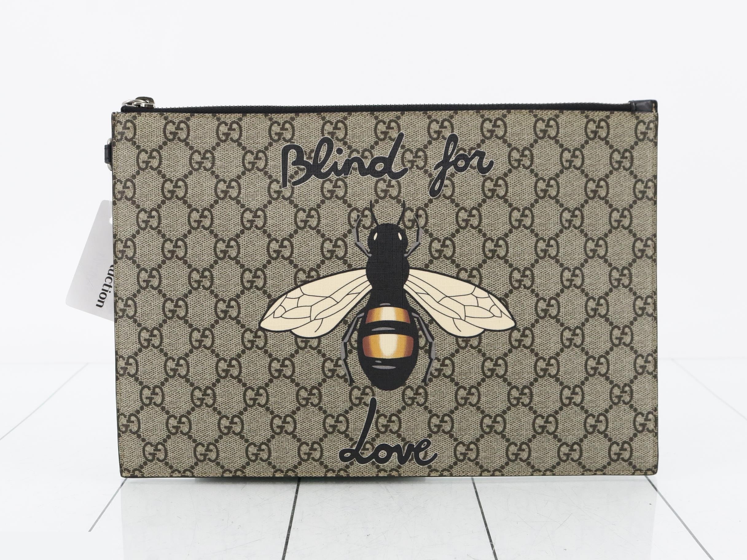 GG Supreme Bee Motif Clutch Bag