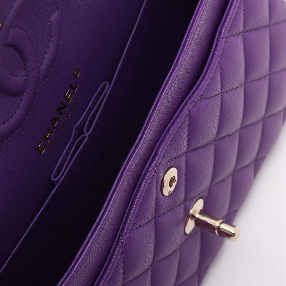 [Individually wrapped] Chanel Matelasse 23 Small Caviar Skin Double Flap Double Chain Bag Purple Gold Hardware L3LKLU0E Random Serial A01113 — view 12