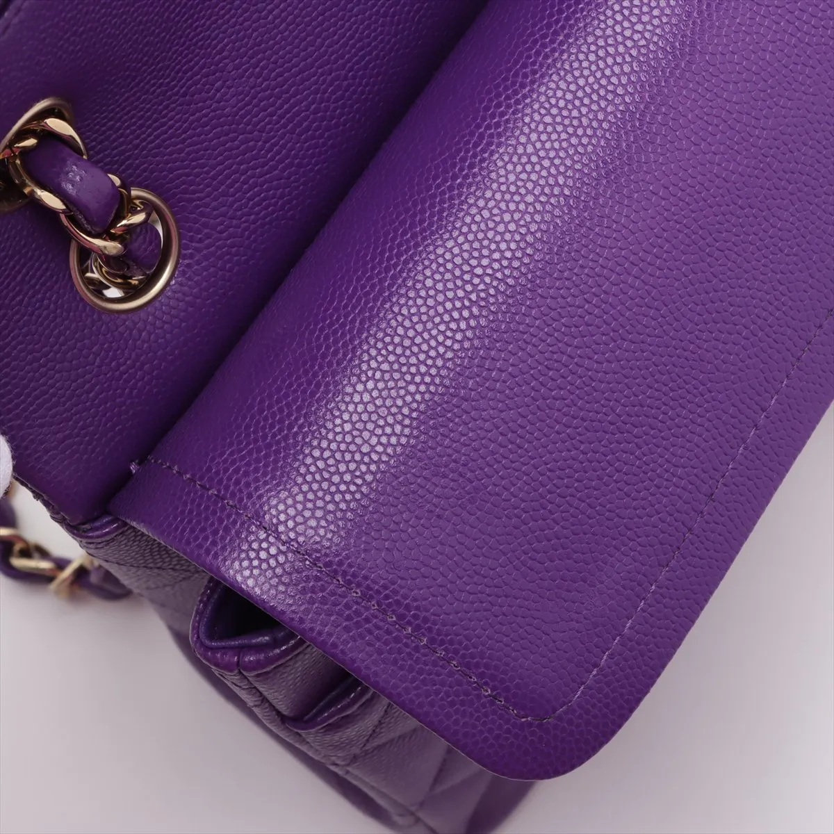 [Individually wrapped] Chanel Matelasse 23 Small Caviar Skin Double Flap Double Chain Bag Purple Gold Hardware L3LKLU0E Random Serial A01113 — view 14