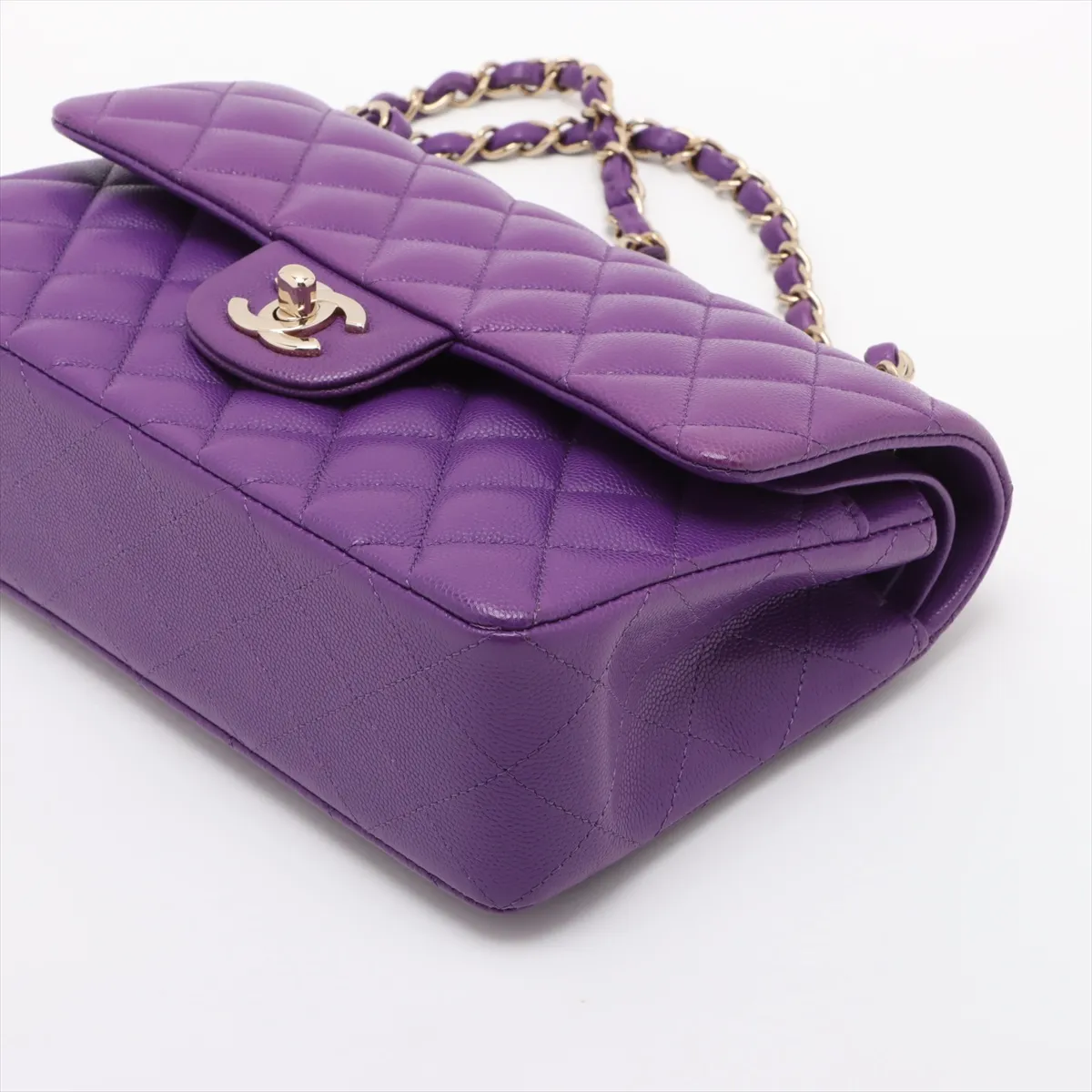 [Individually wrapped] Chanel Matelasse 23 Small Caviar Skin Double Flap Double Chain Bag Purple Gold Hardware L3LKLU0E Random Serial A01113 — view 3
