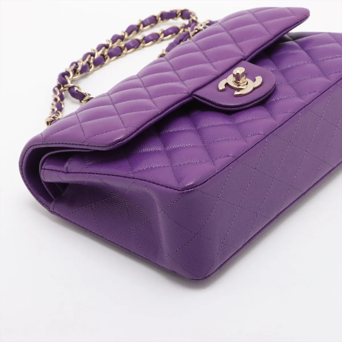 [Individually wrapped] Chanel Matelasse 23 Small Caviar Skin Double Flap Double Chain Bag Purple Gold Hardware L3LKLU0E Random Serial A01113 — view 4