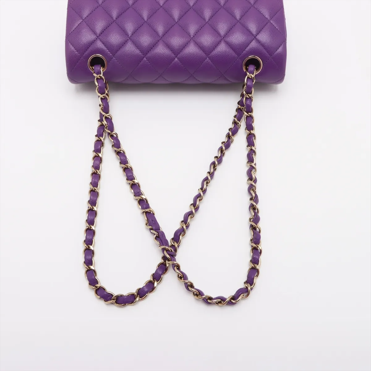 [Individually wrapped] Chanel Matelasse 23 Small Caviar Skin Double Flap Double Chain Bag Purple Gold Hardware L3LKLU0E Random Serial A01113 — view 5