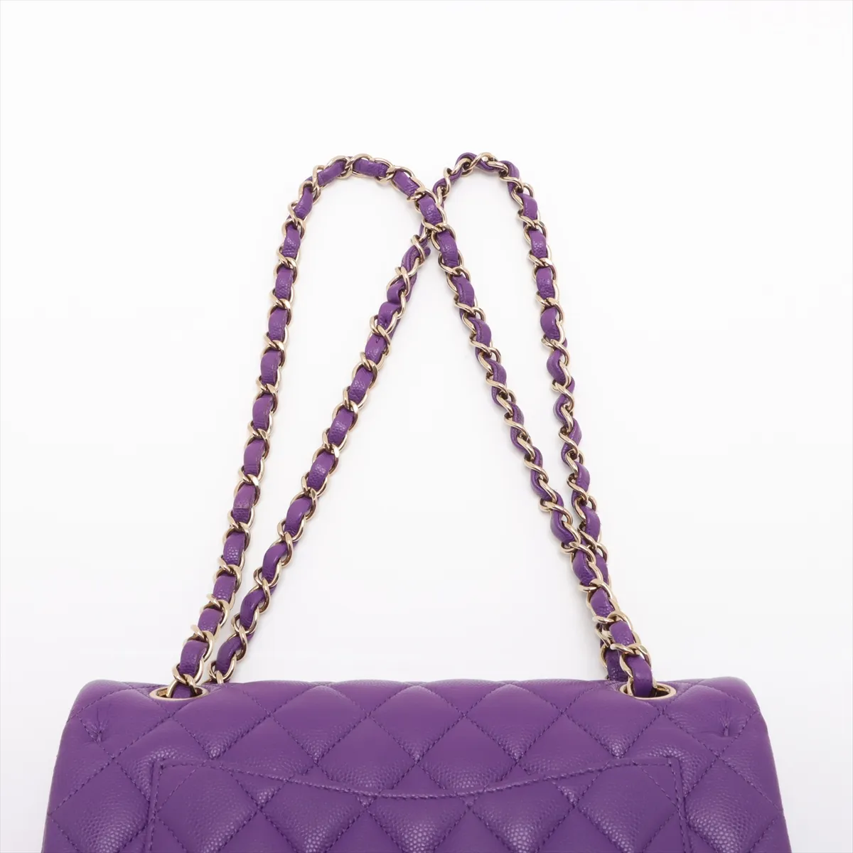 [Individually wrapped] Chanel Matelasse 23 Small Caviar Skin Double Flap Double Chain Bag Purple Gold Hardware L3LKLU0E Random Serial A01113 — view 6