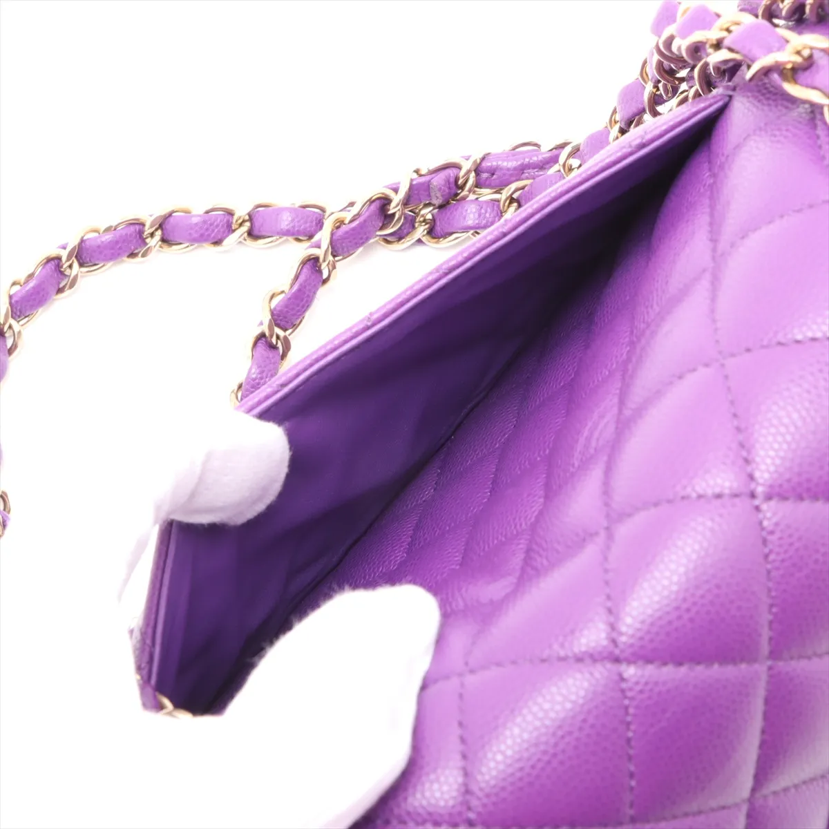 [Individually wrapped] Chanel Matelasse 23 Small Caviar Skin Double Flap Double Chain Bag Purple Gold Hardware L3LKLU0E Random Serial A01113 — view 9