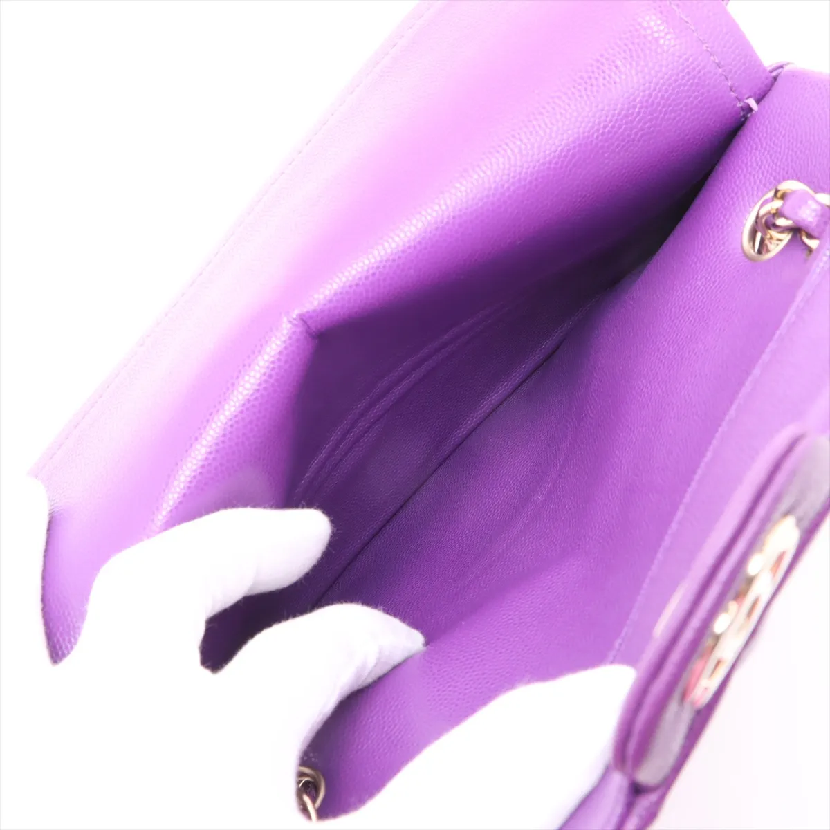 [Individually wrapped] Chanel Matelasse 23 Small Caviar Skin Double Flap Double Chain Bag Purple Gold Hardware L3LKLU0E Random Serial A01113 — view 10