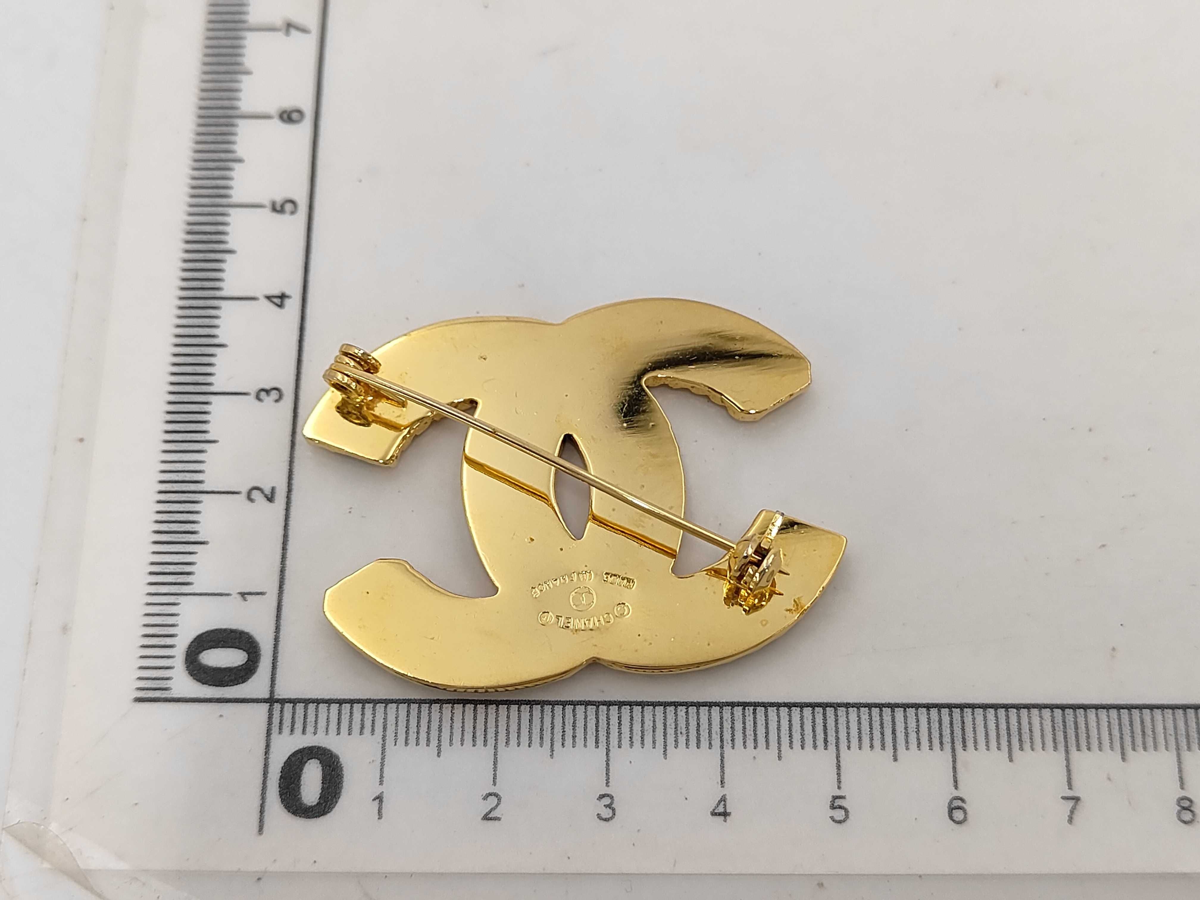 Coco Mark Rhinestone Gold Brooch — view 5