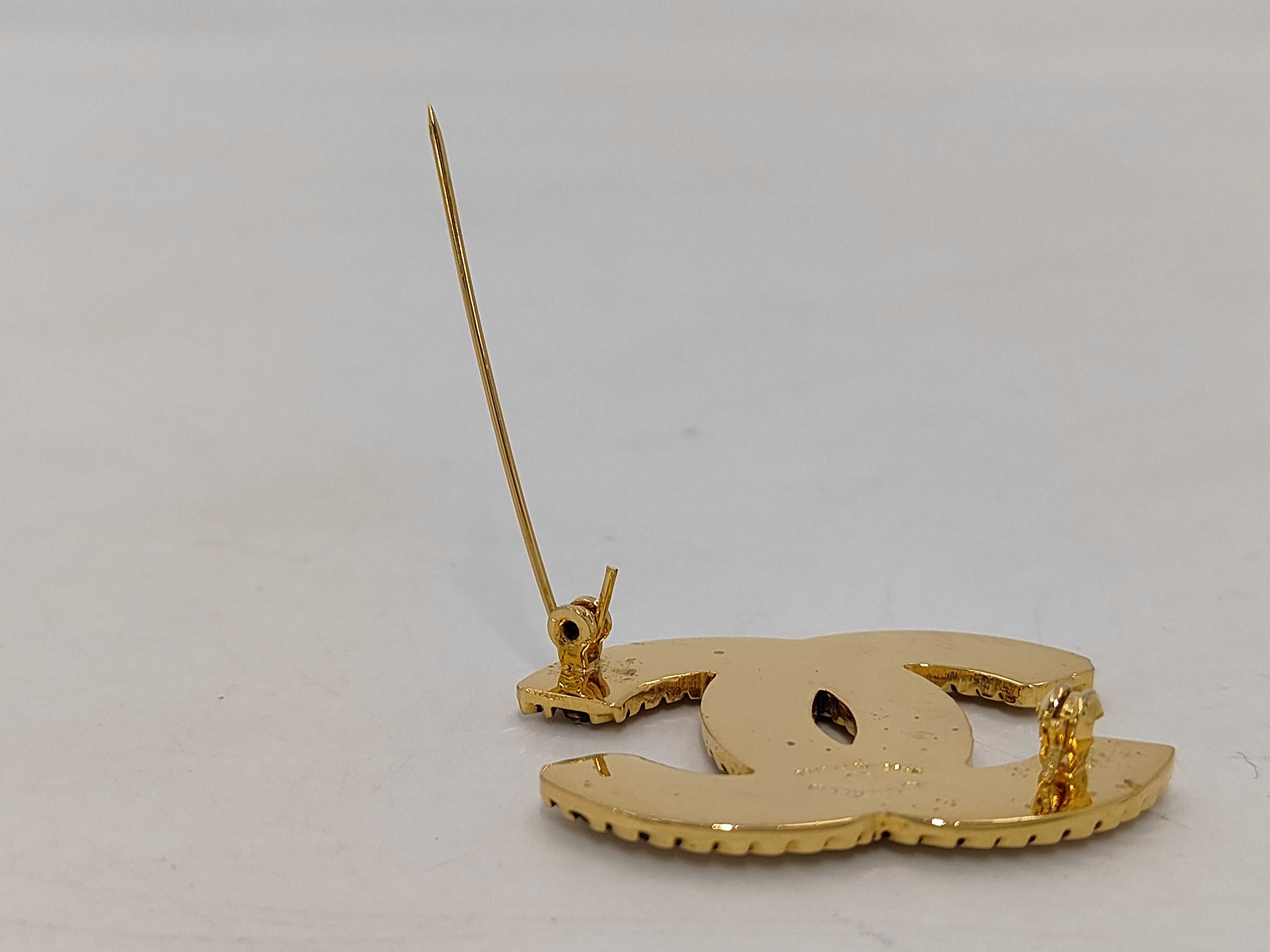 Coco Mark Rhinestone Gold Brooch — view 6