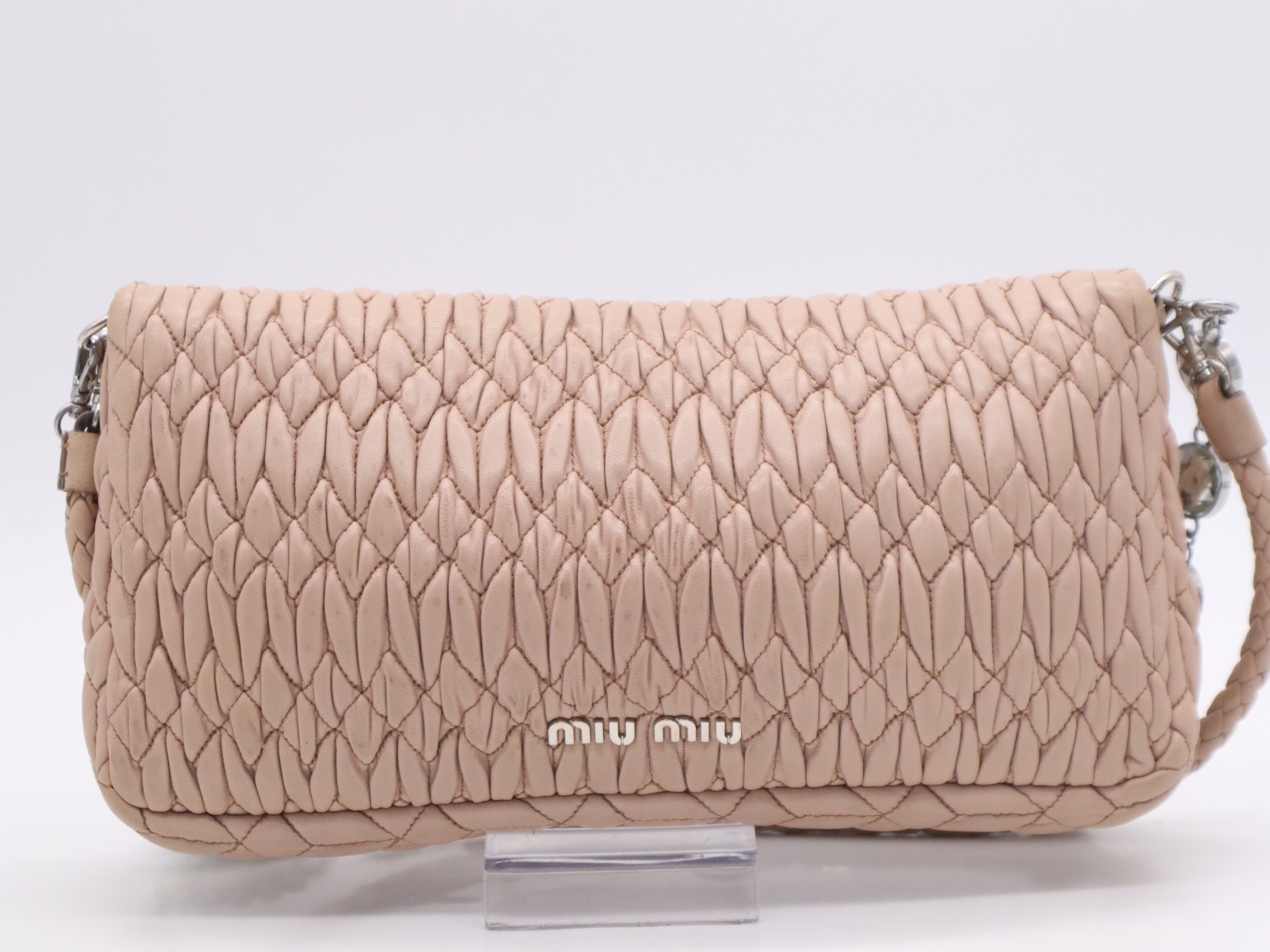 Nappa Leather/Crystal Matelassé Mini Shoulder Bag, Baby Pink — view 2