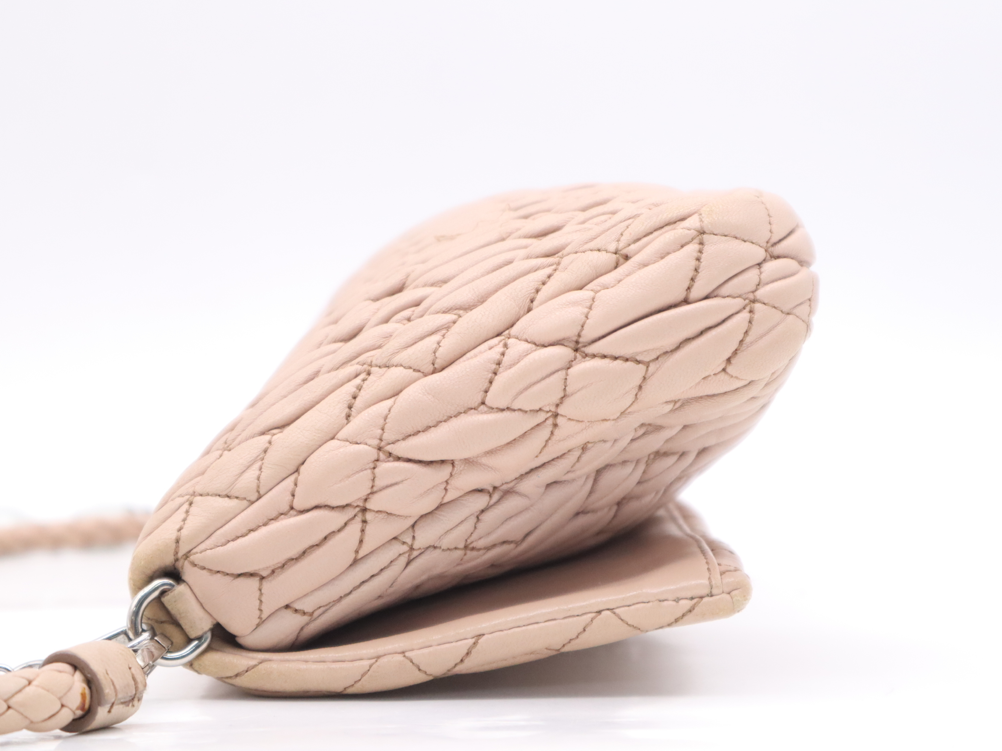 Nappa Leather/Crystal Matelassé Mini Shoulder Bag, Baby Pink — view 3