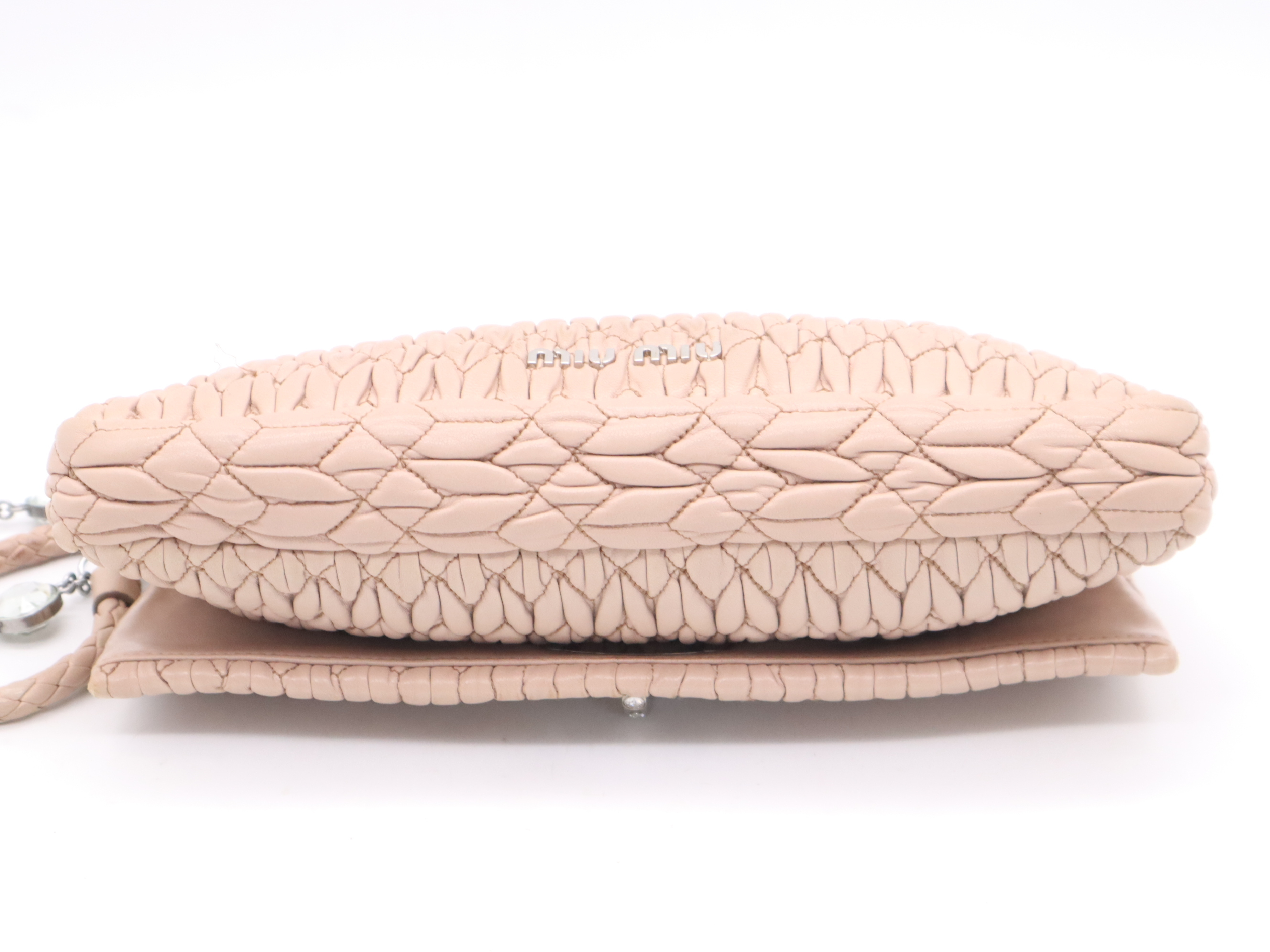 Nappa Leather/Crystal Matelassé Mini Shoulder Bag, Baby Pink — view 4