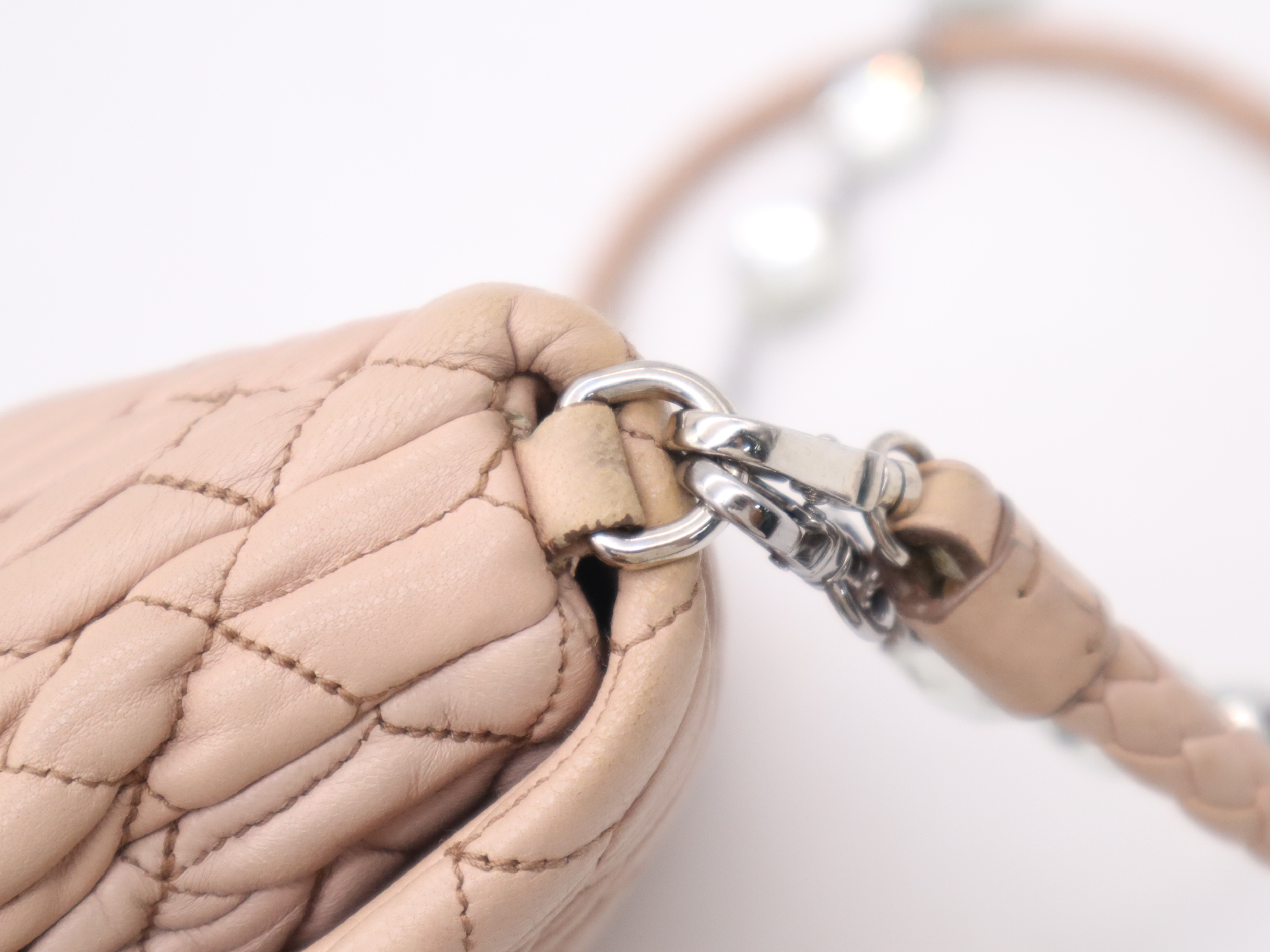 Nappa Leather/Crystal Matelassé Mini Shoulder Bag, Baby Pink — view 7