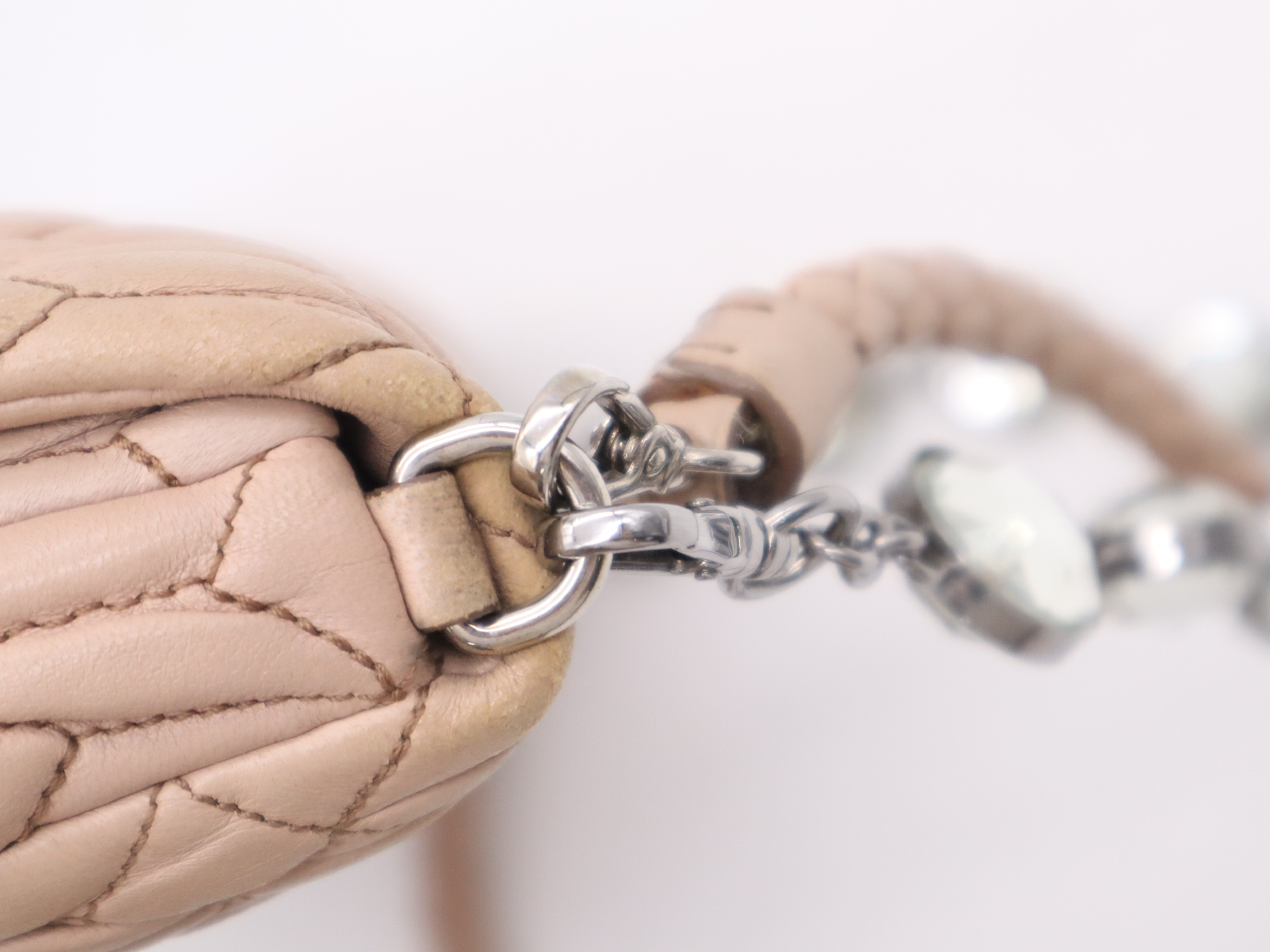 Nappa Leather/Crystal Matelassé Mini Shoulder Bag, Baby Pink — view 8