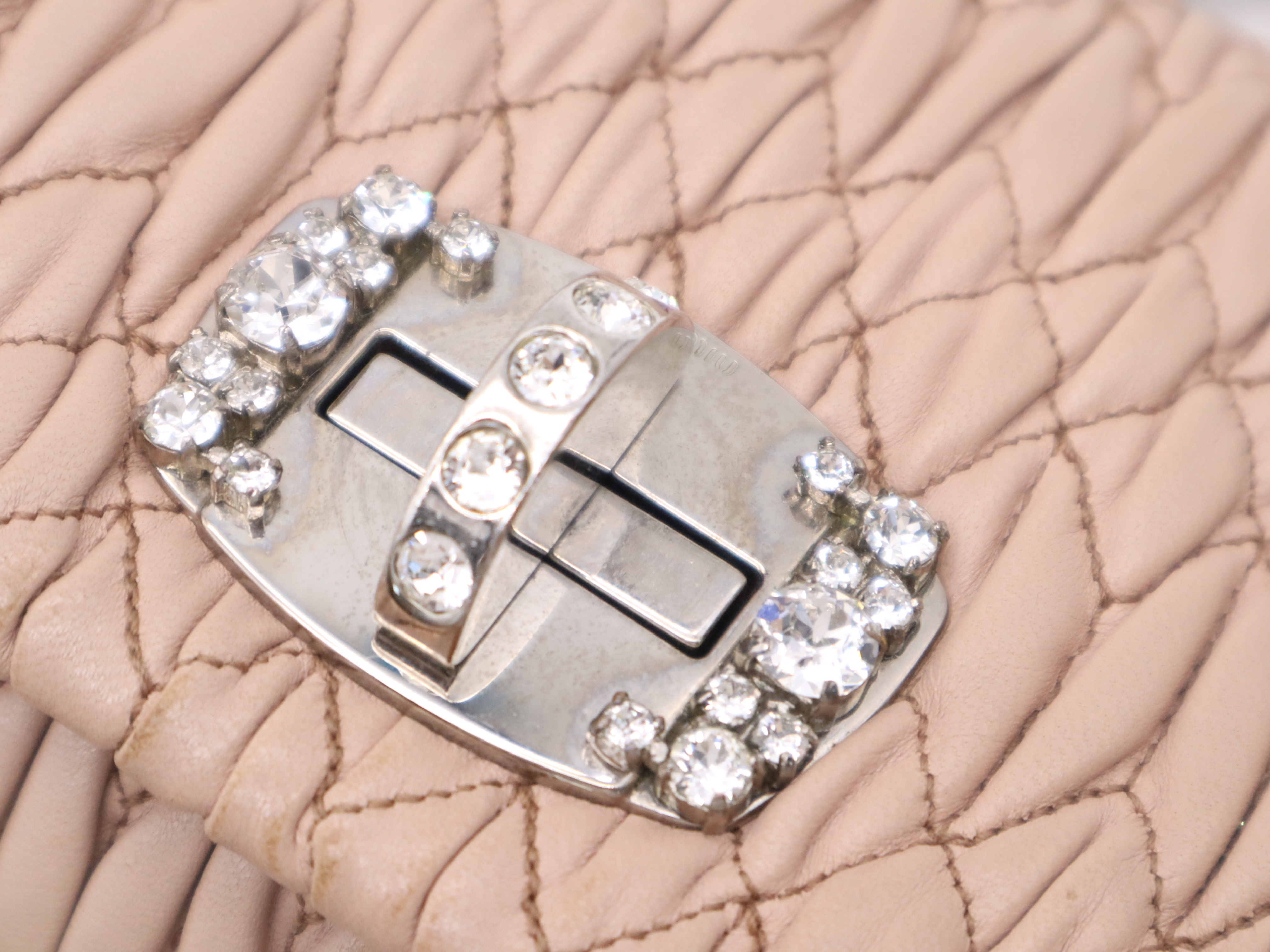 Nappa Leather/Crystal Matelassé Mini Shoulder Bag, Baby Pink — view 9