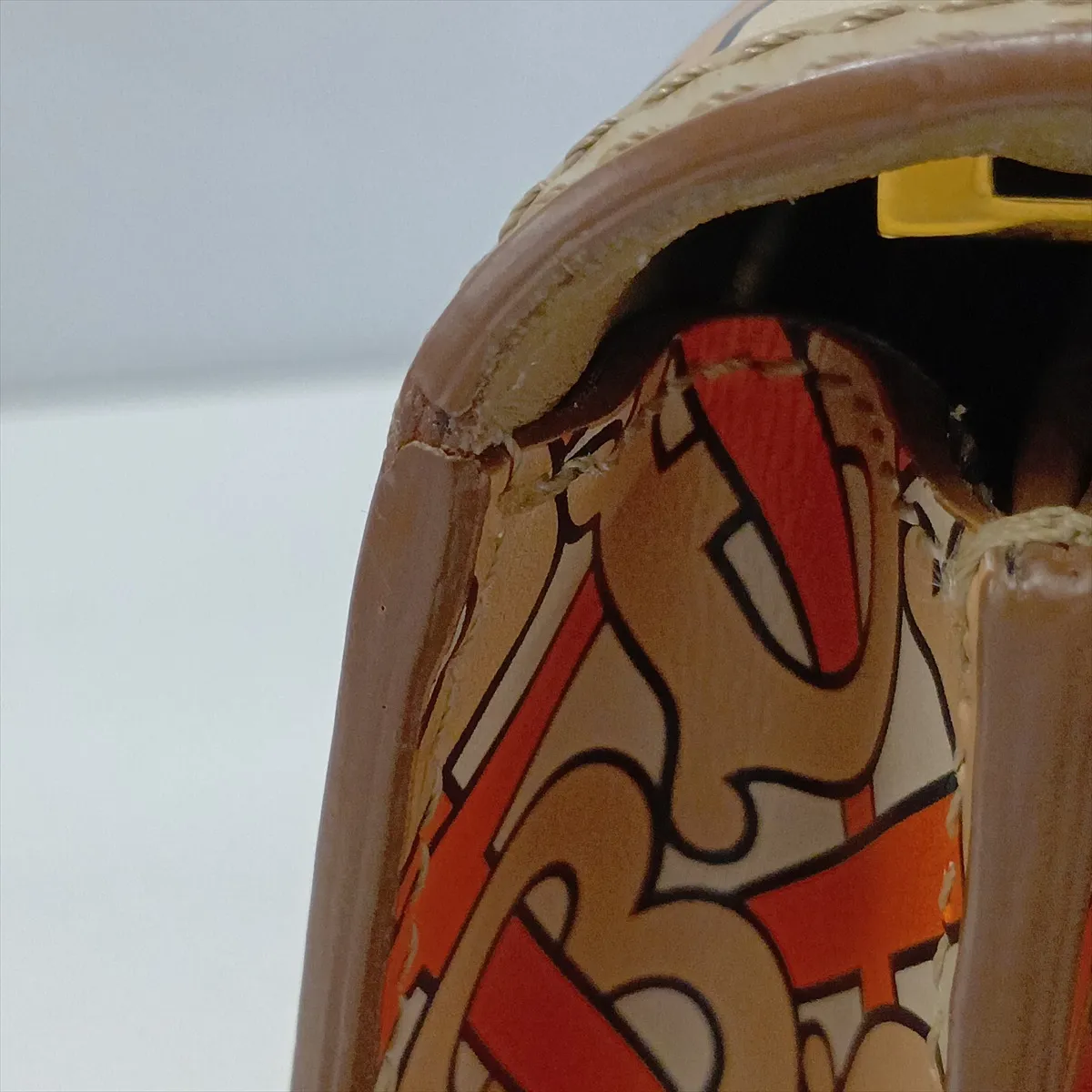 TB Leather Shoulder Bag, Beige x Orange — view 12