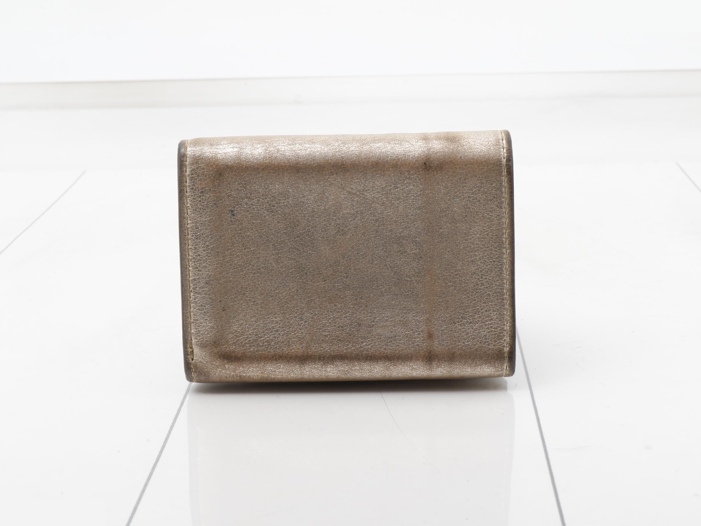 Bucket Micro Tri-fold Wallet, FF Logo, Embossed Leather, Metallic — view 2