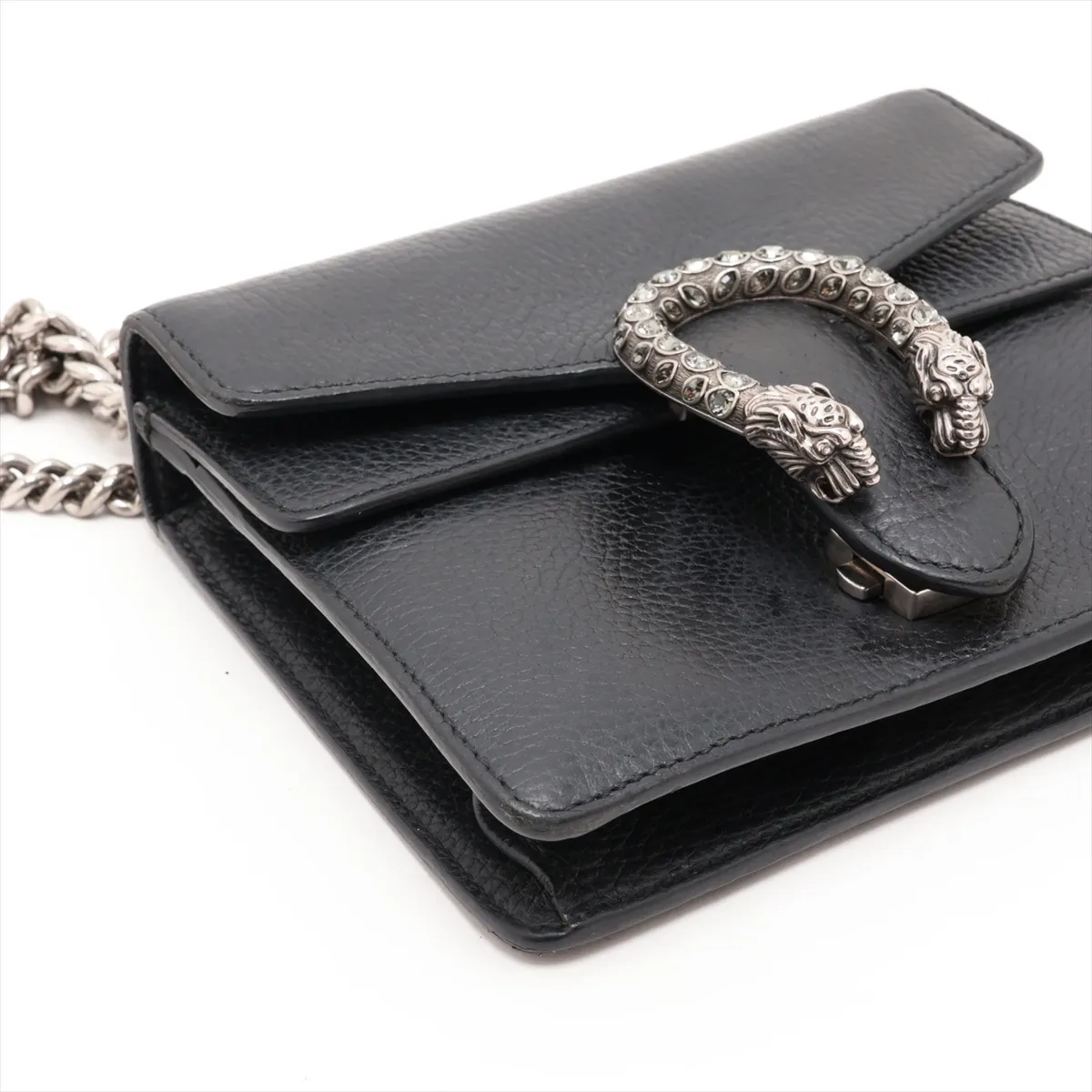 Dionysus 421970 Leather Chain Shoulder Bag, Black — view 4