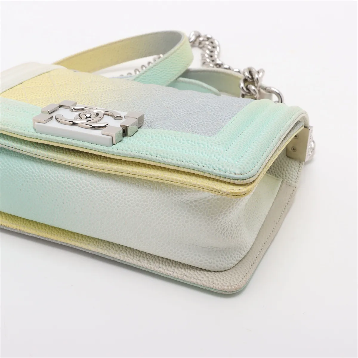 Boy Chanel 20 Small Caviar Skin Chain Shoulder Bag Rainbow Silver Hardware 25368246 25th Series A67085 — view 3