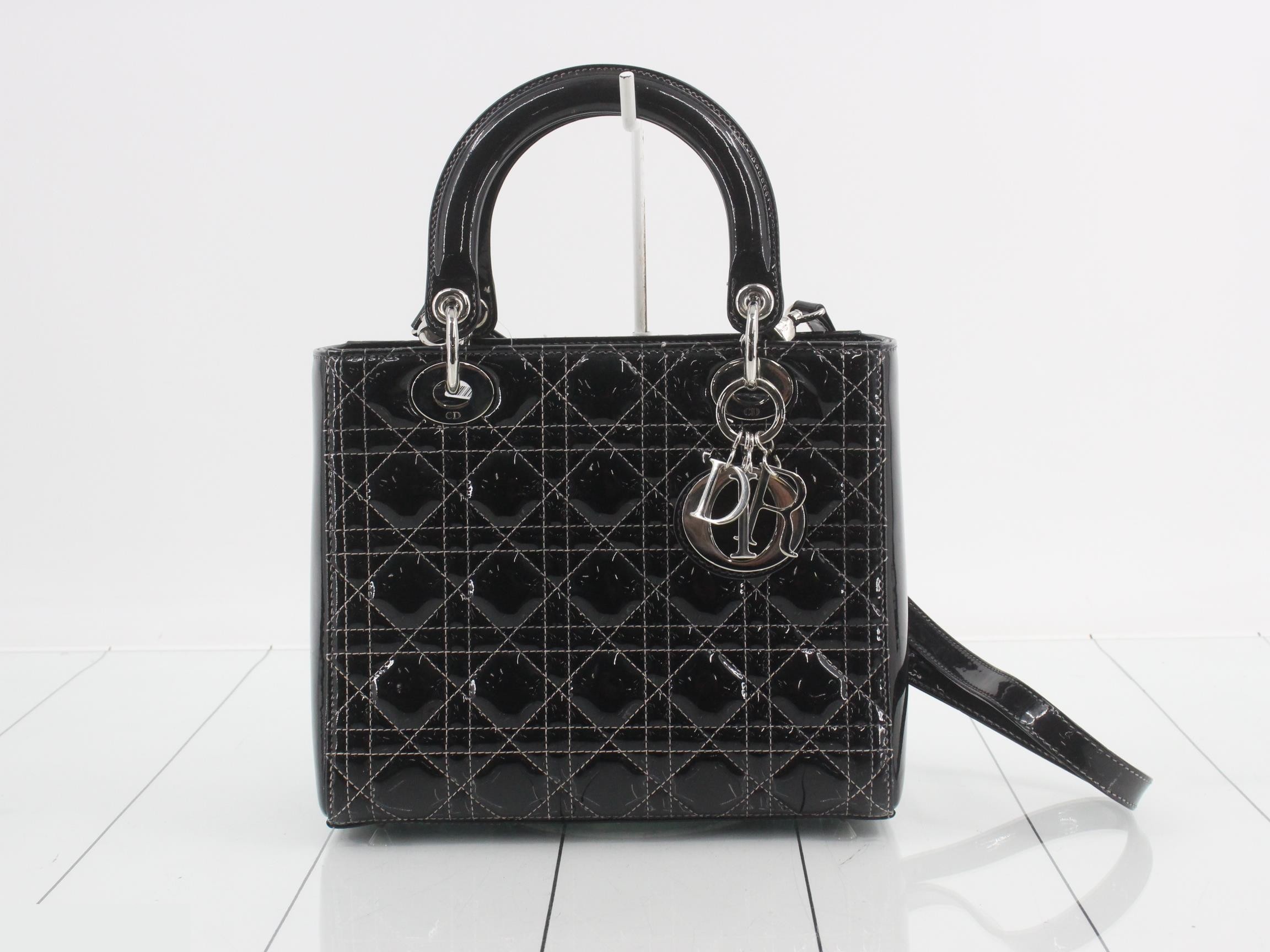 Lady Dior Canage Enamel 2-Way Shoulder/Handbag