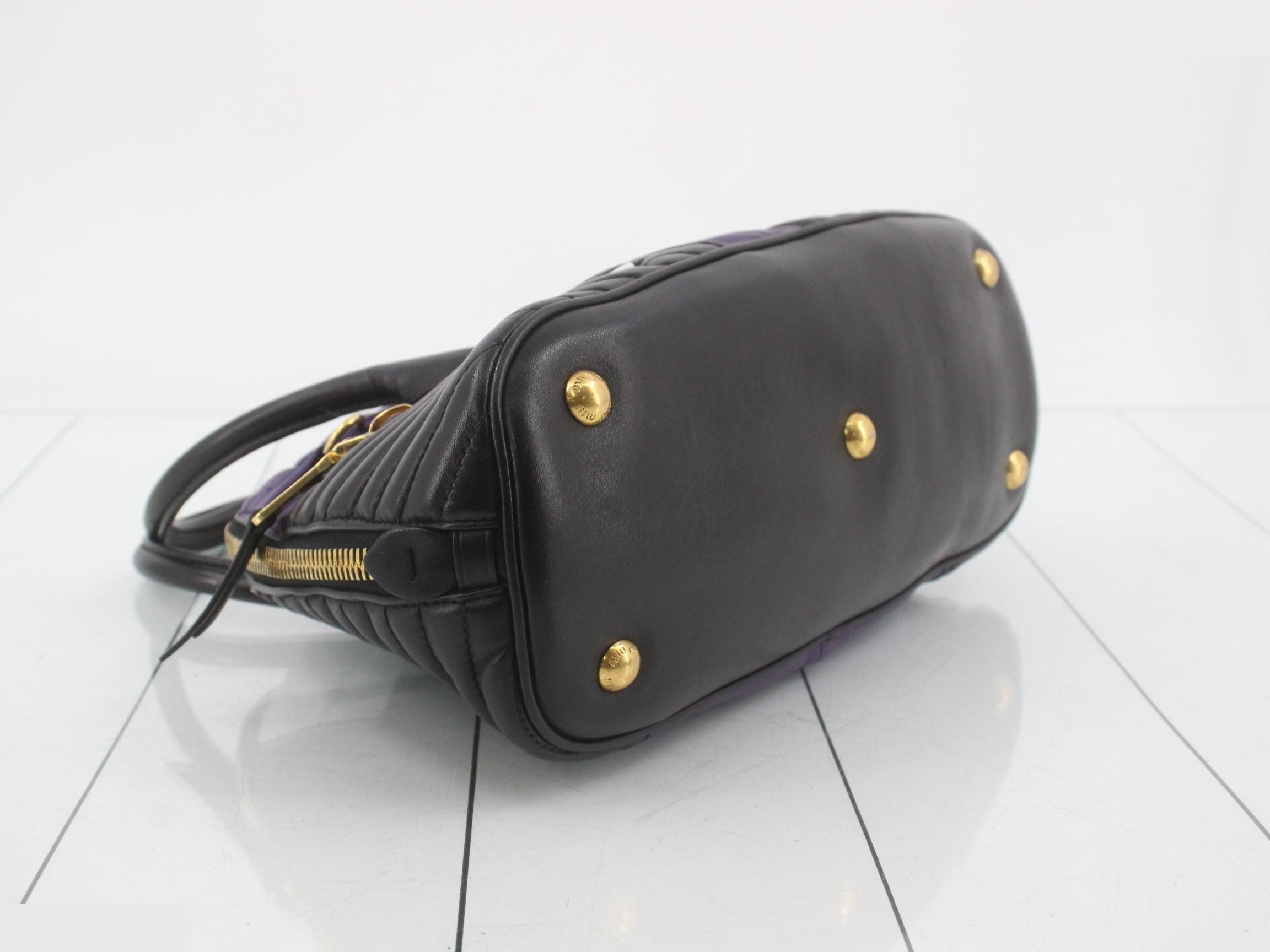 Nappa biker leather handbag, purple/black — view 5