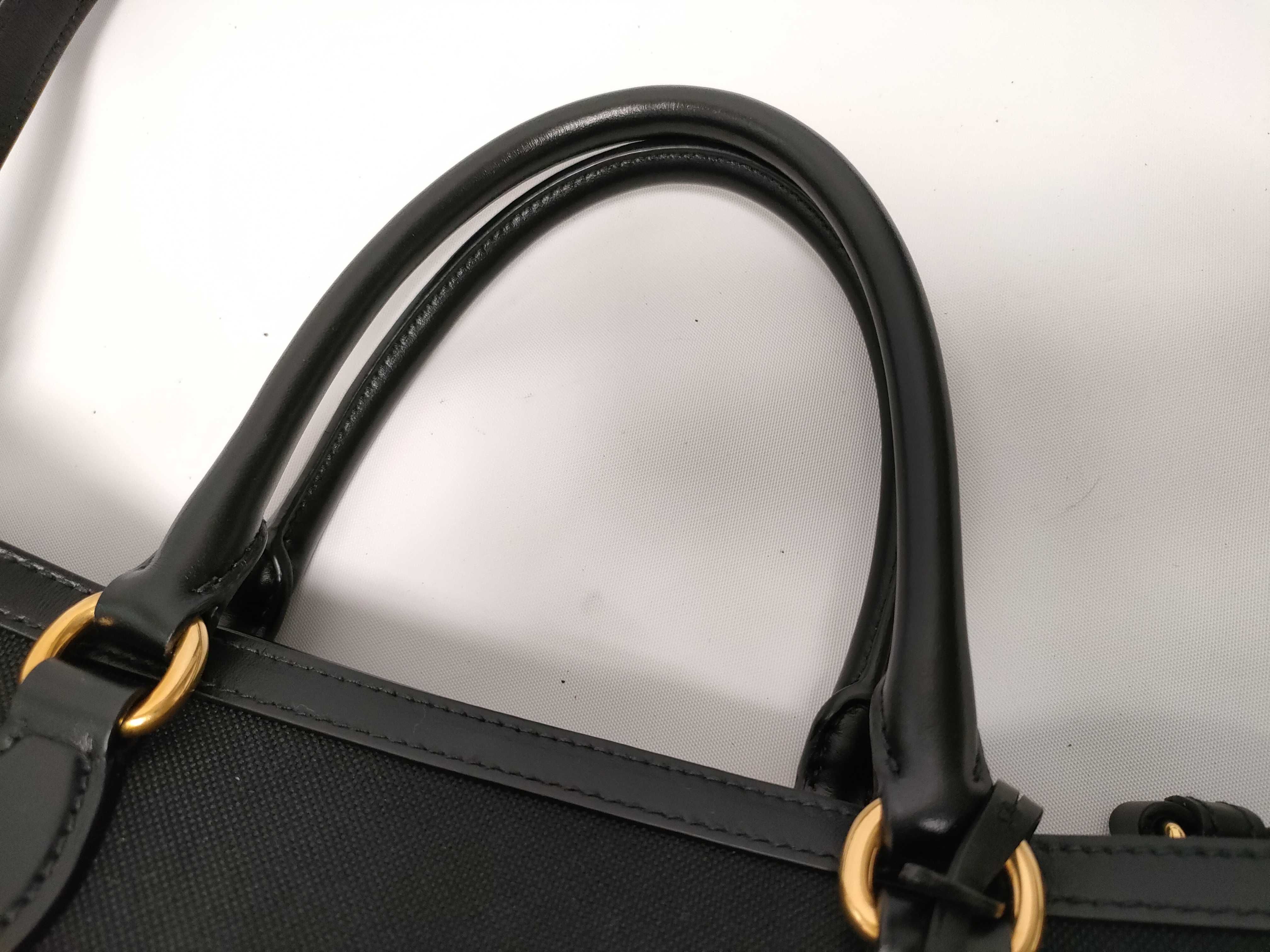 Logo Jacquard Canvas x Leather 2-Way Handbag Black 1BA579 Handbag — view 3