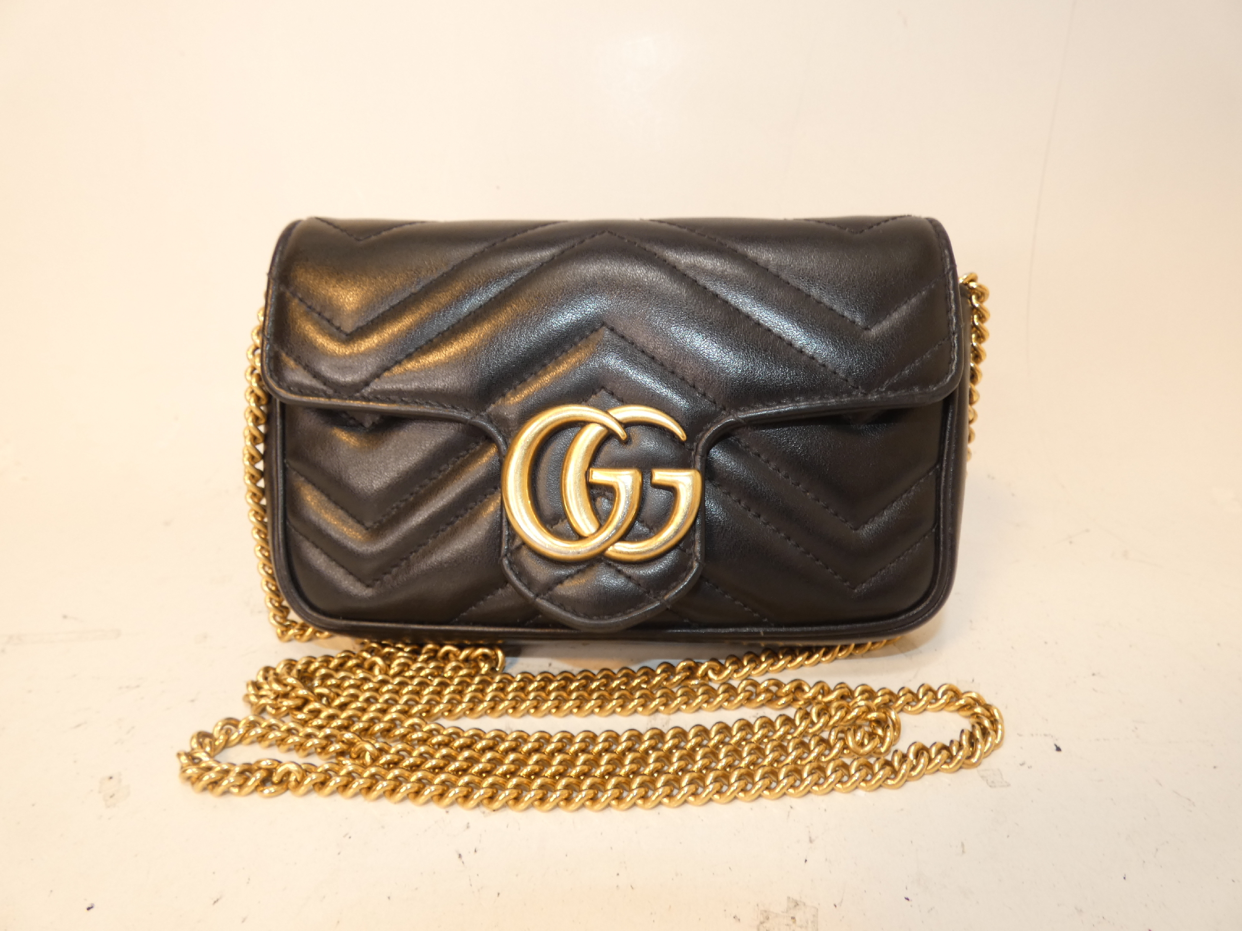 Marmont Black Leather Chain Mini Shoulder Bag