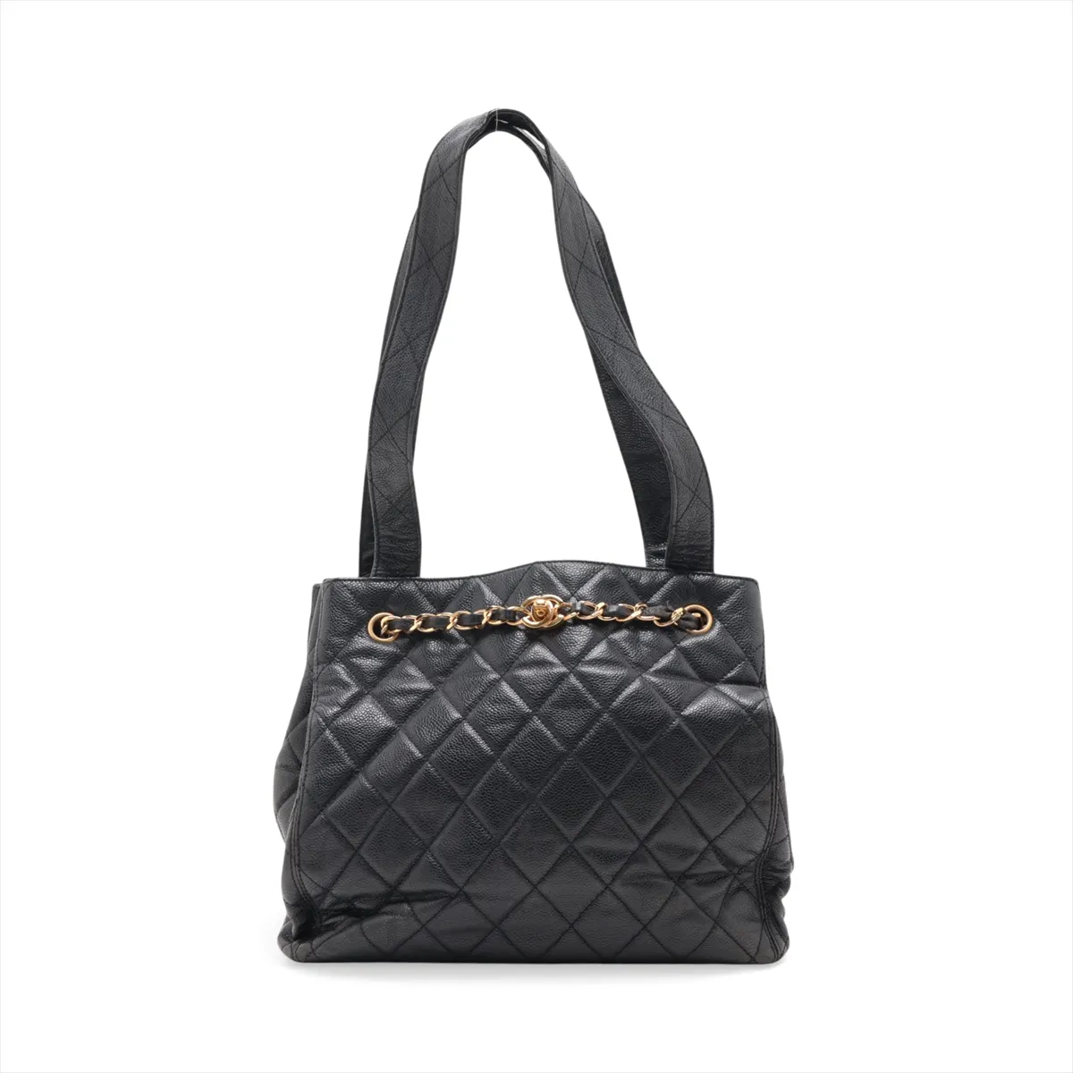 Matelassé Caviar Skin Tote Bag, Black with Gold Hardware, Item No. 4678067 (Serial No. 4)