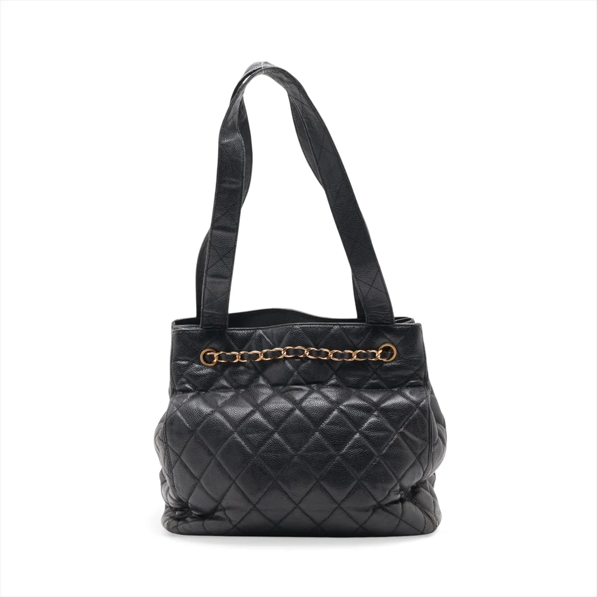 Matelassé Caviar Skin Tote Bag, Black with Gold Hardware, Item No. 4678067 (Serial No. 4) — view 2