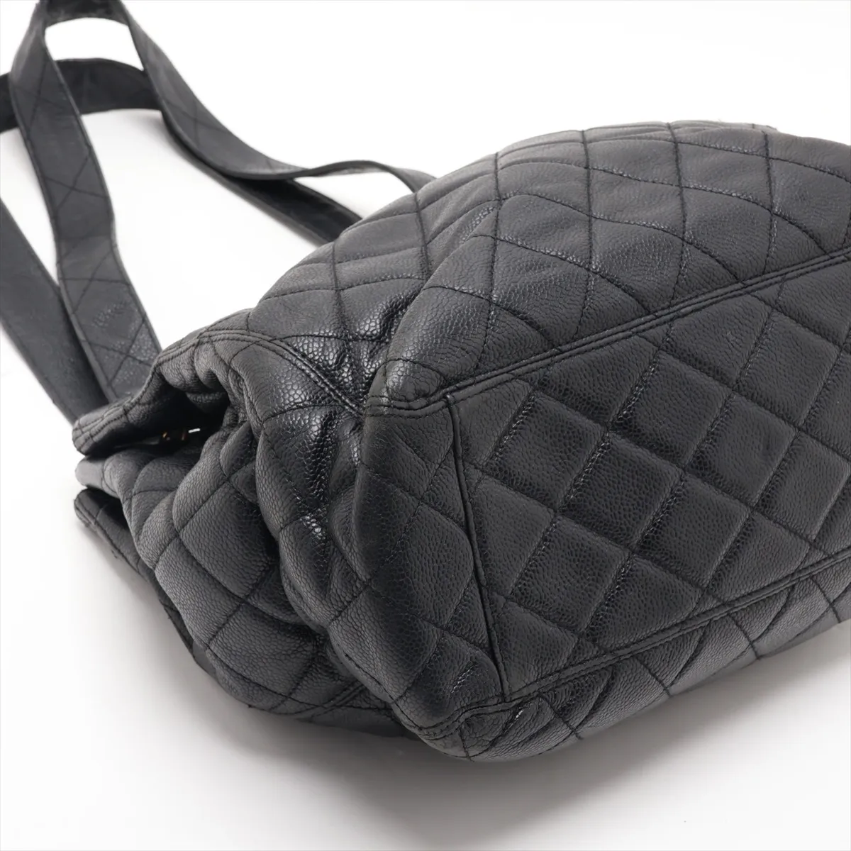 Matelassé Caviar Skin Tote Bag, Black with Gold Hardware, Item No. 4678067 (Serial No. 4) — view 4