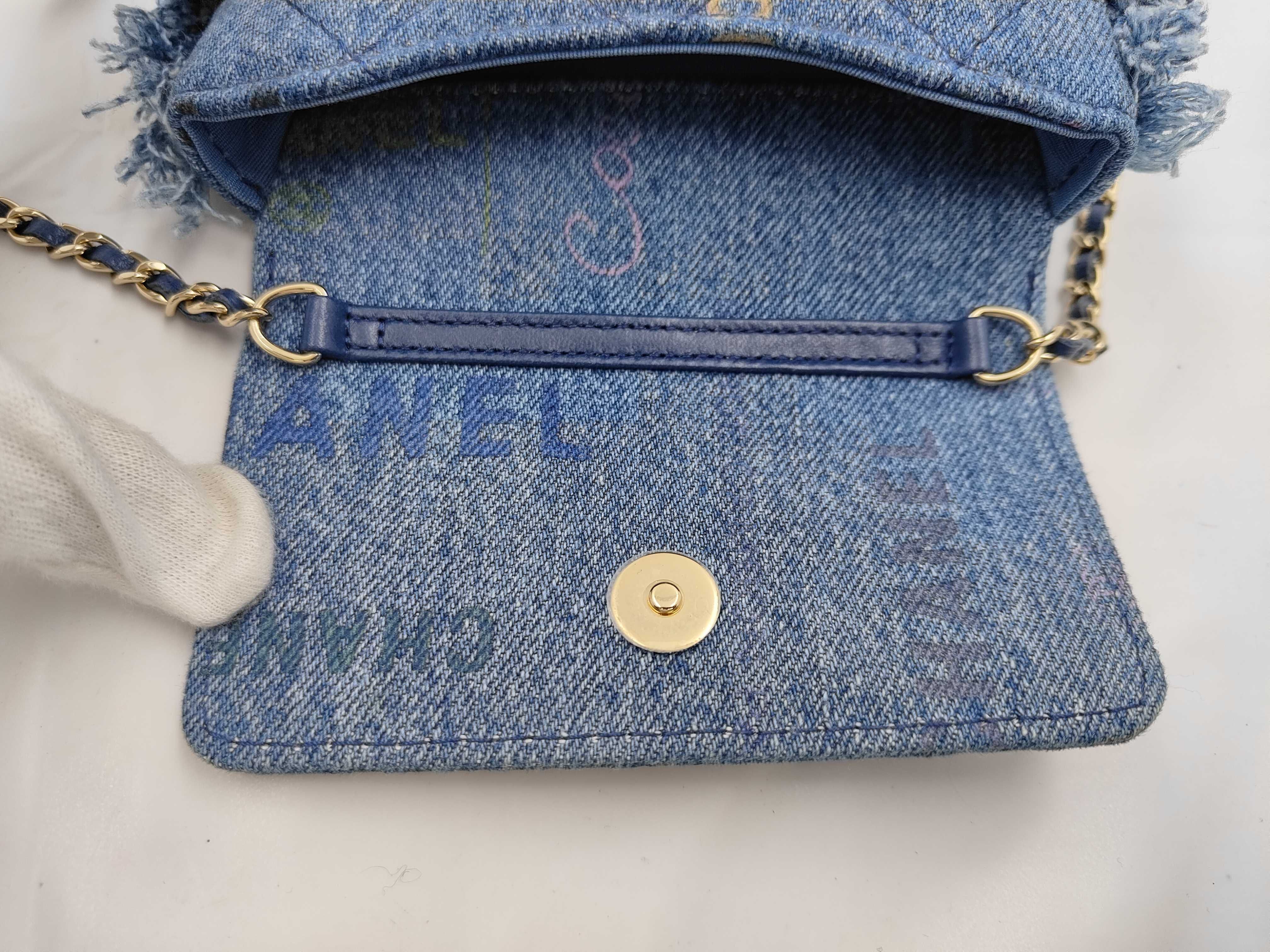 Mini Matelassé Denim Shoulder Bag — view 7