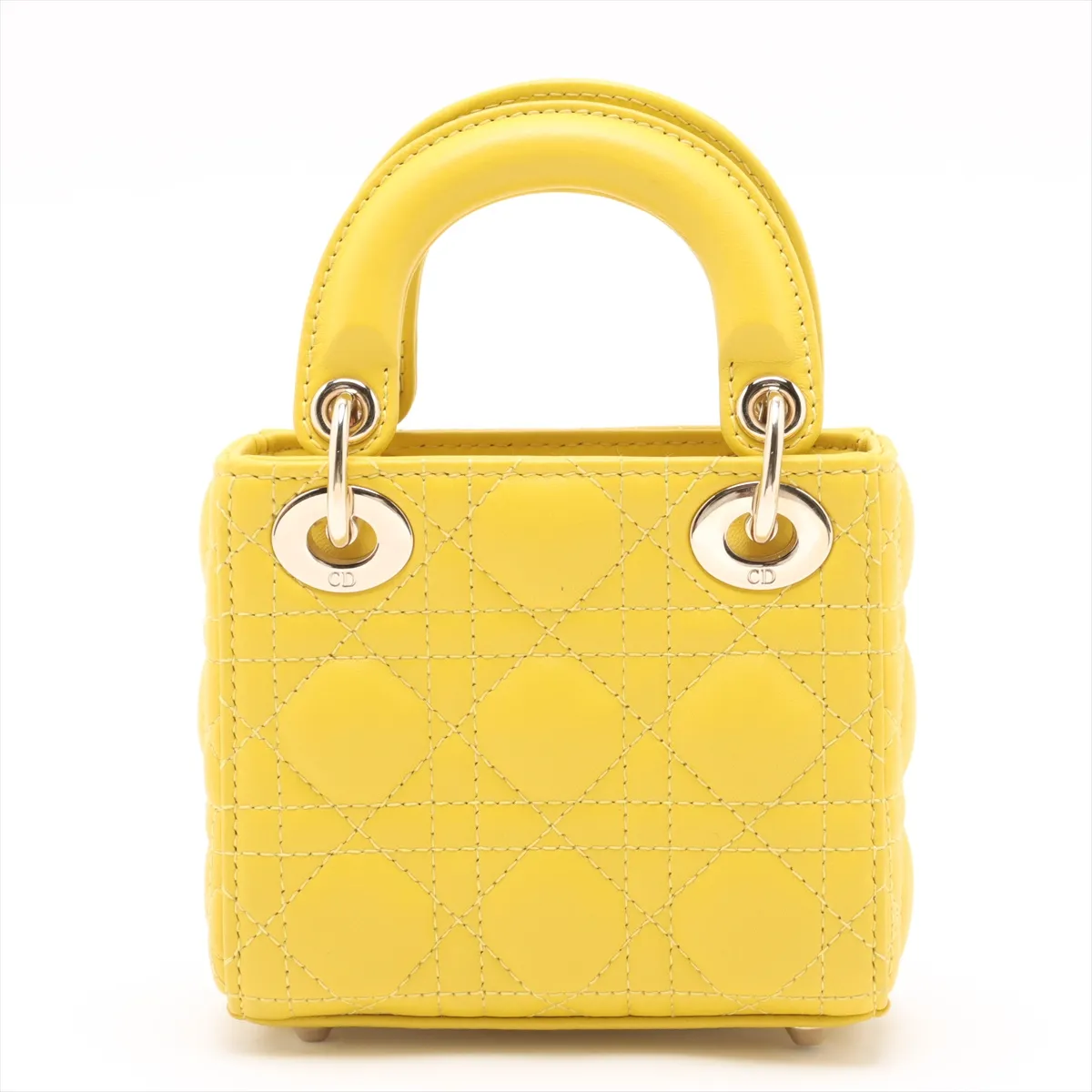 Cannage Lady Dior Micro Leather 2WAY Handbag Yellow — view 2