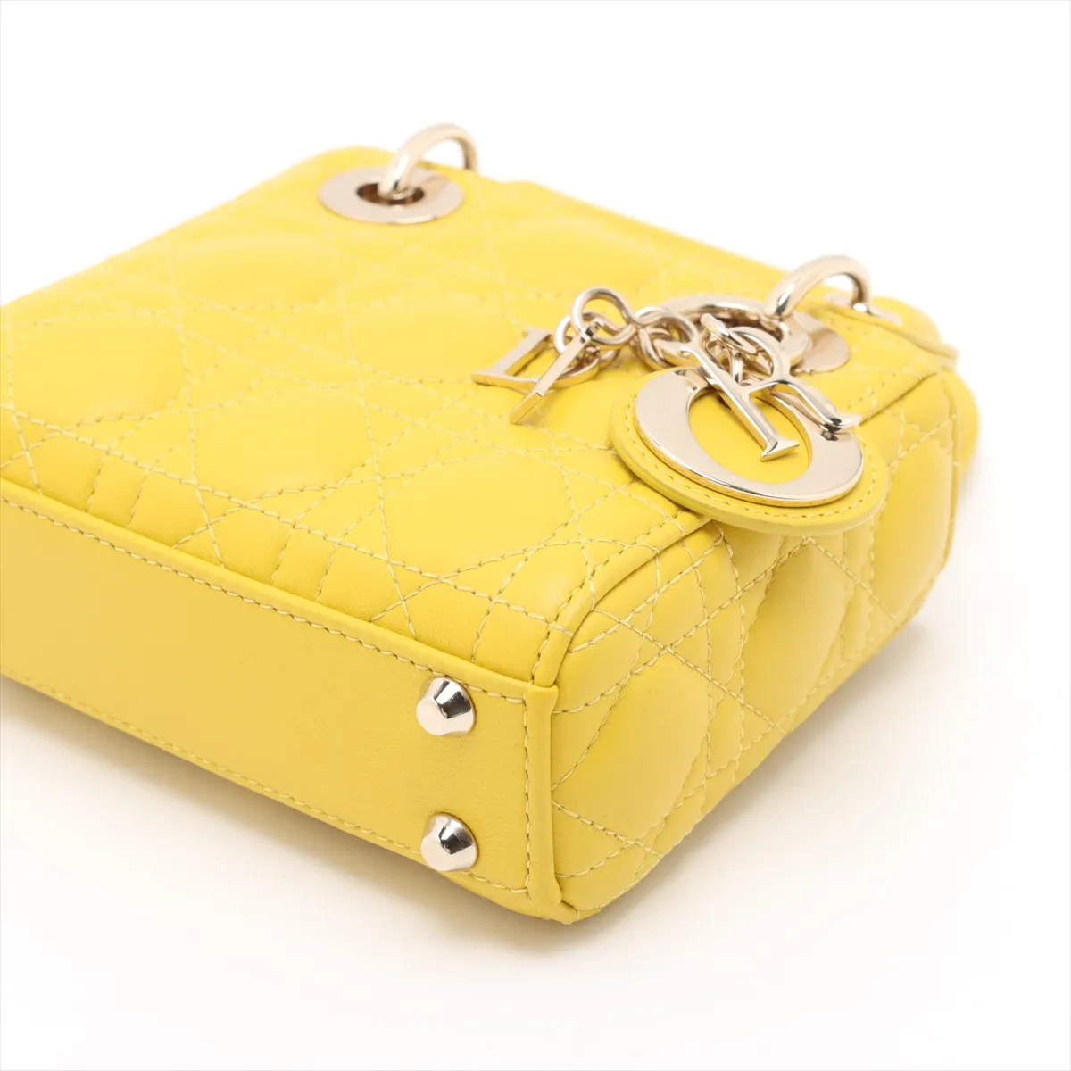 Cannage Lady Dior Micro Leather 2WAY Handbag Yellow — view 3