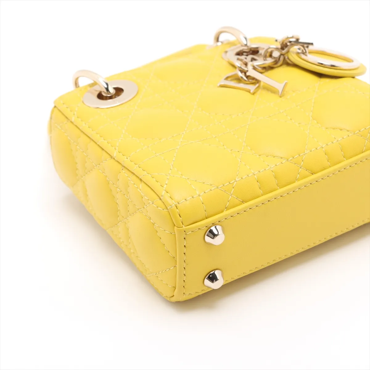 Cannage Lady Dior Micro Leather 2WAY Handbag Yellow — view 4